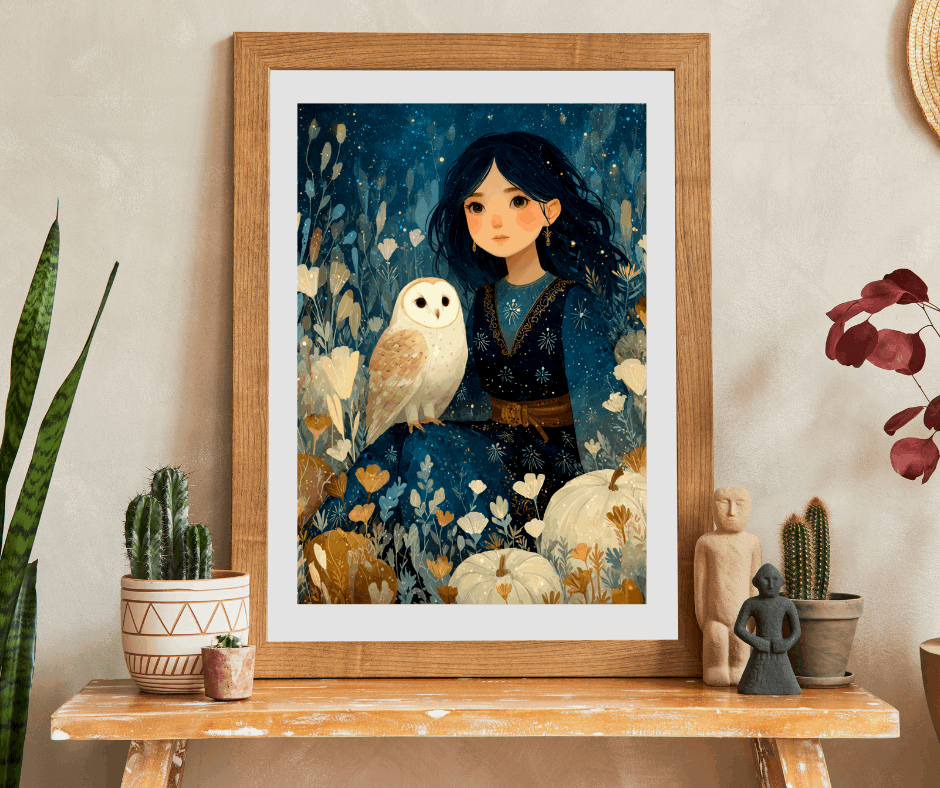 Twilight Pumpkin Grove Fairy-Tale Puzzle - Dark Haired Girl and Wise Owl, Nature Lovers Gift, Family Activity, Home Entertainment Puzzle The Puzzle Chest
