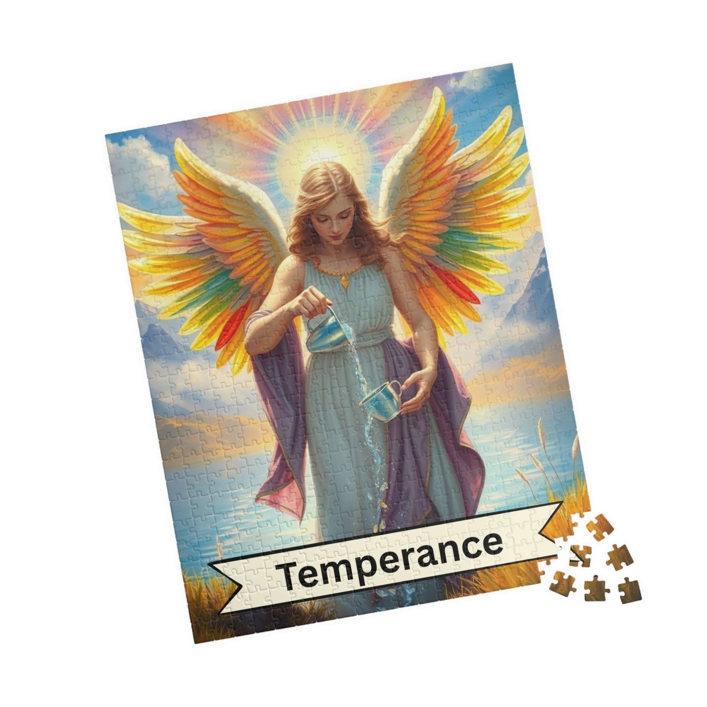 Angel Temperance Puzzle - Tarot Card Style Jigsaw Game for Spiritual Art Meditation Gift, Home Decor, Family Fun Activity, 110-1014 Pieces Puzzle The Puzzle Chest