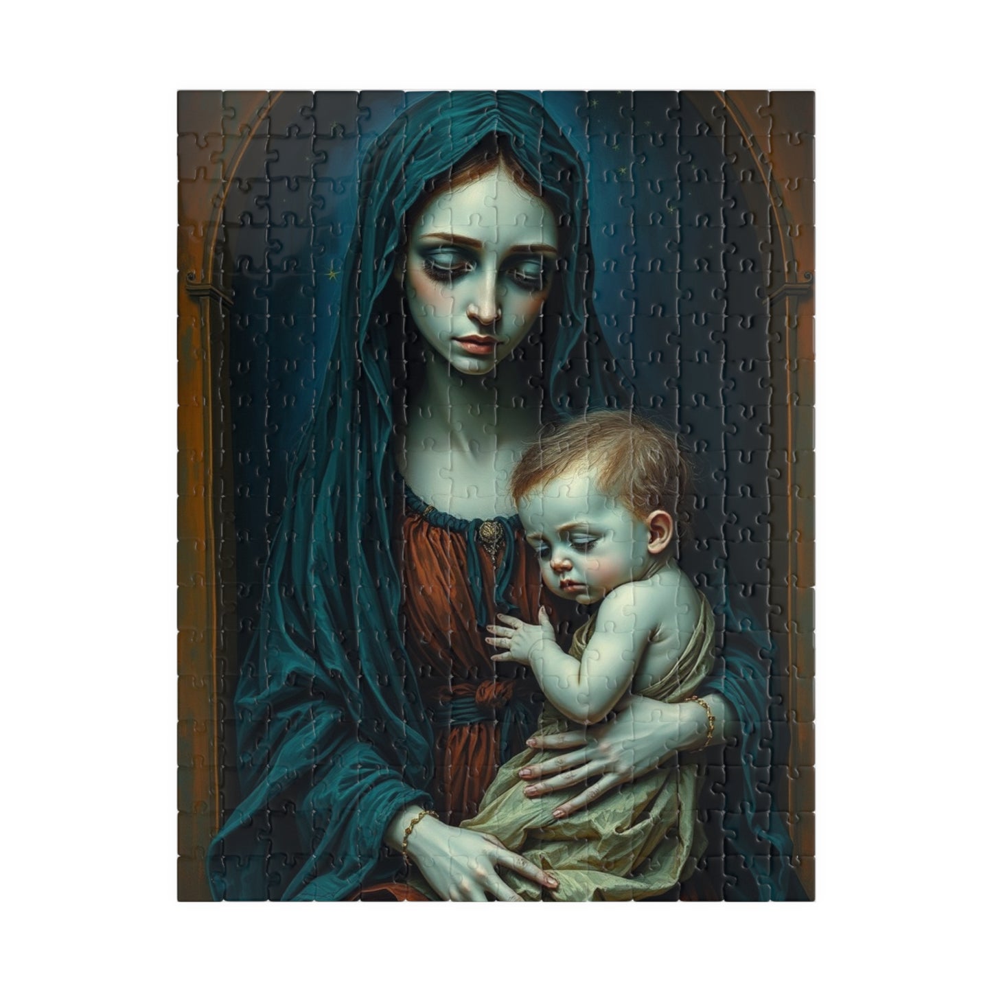 Sorrowful Mother and Child Puzzle - Gothic Art Jigsaw Game 110, 252, 520, 1014-piece, Home Decor, Best Unique Gift, Family Time, Art Lovers 252 pcs (Vertical) Puzzle The Puzzle Chest
