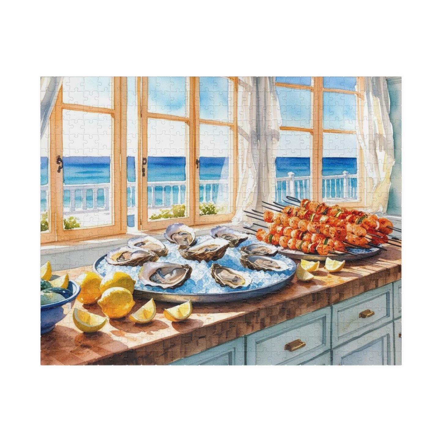 Coastal Kitchen Puzzle Gifted, Sea-food Themed Food Jigsaw Game, Kitchen Decor, Fun Family Activity for Game Night, Puzzle Lover 520 pcs (Horizontal) Puzzle The Puzzle Chest