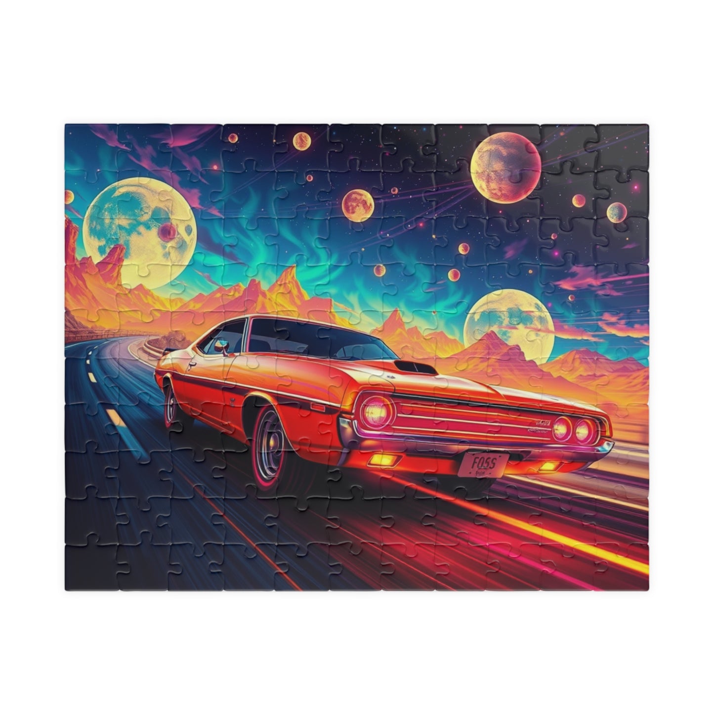 Retro Car Jigsaw Puzzle - Cosmic Scene, Gifts for Car Lovers, Nostalgic Mindfulness Activity for Family Game Night or Solo Fun, Brain Teaser 110 pcs (Horizontal) Puzzle The Puzzle Chest