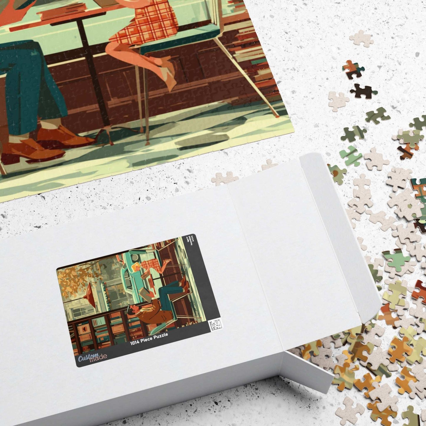 Vintage Book Haven Jigsaw Puzzle - Retro Style Cozy Bookstore, Storybook Cartoon Illustration Puzzle The Puzzle Chest