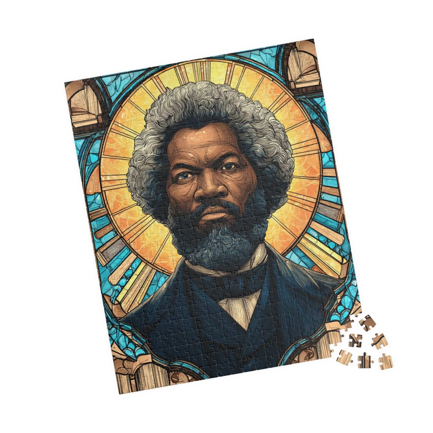 Frederick Douglass Jigsaw Puzzle – Afrocentric Historical Puzzle, Stained Glass Art, Black History Puzzle, Educational Puzzle for Adults and Teens, Inspirational African American Figure 520 pcs (Vertical) Puzzle The Puzzle Chest