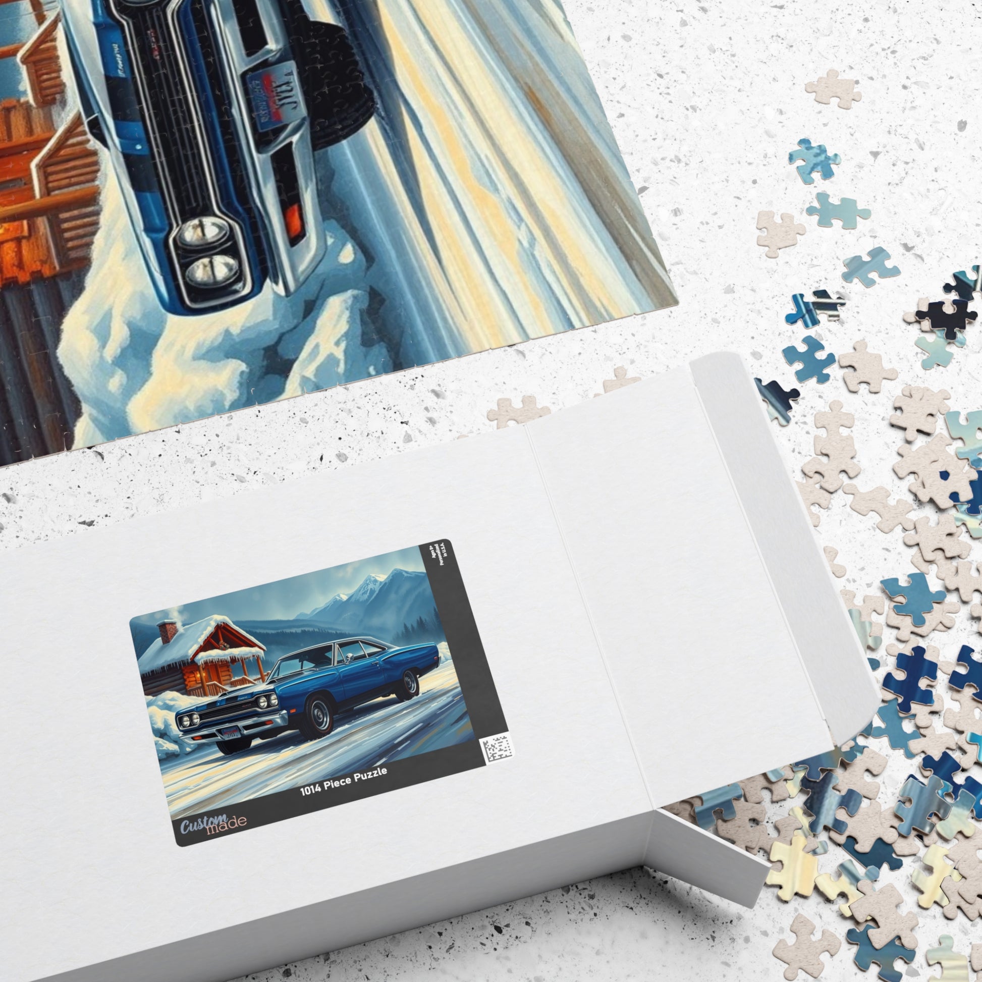 Vintage Car Puzzle, Nostalgic Jigsaw for Auto Lover, Classic Blue 1969 Road Runner Puzzle The Puzzle Chest