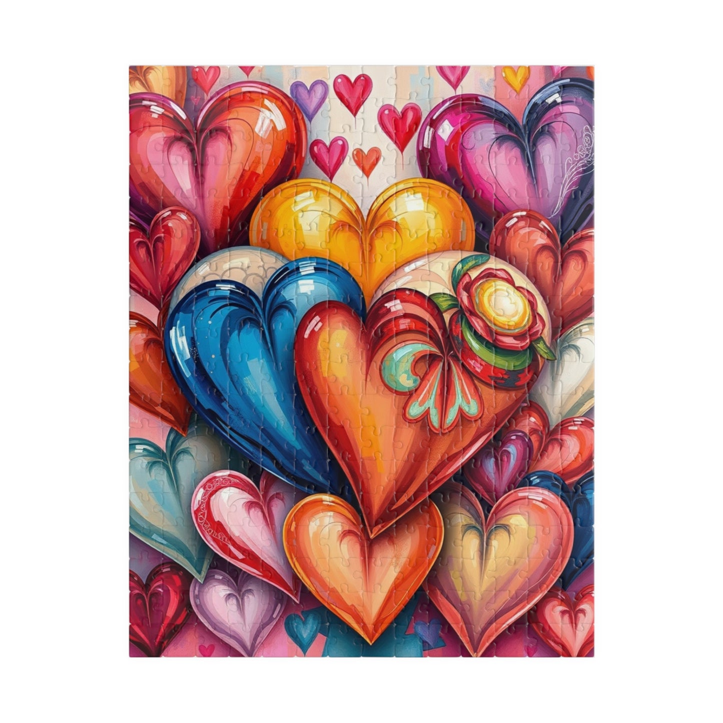 Romantic Heart Collage Puzzle, Love Jigsaw Game for Adults and Teens, Valentine's Day Activity, Bright Color Puzzle, Heart Pattern, Giftable 252 pcs (Vertical) Puzzle The Puzzle Chest