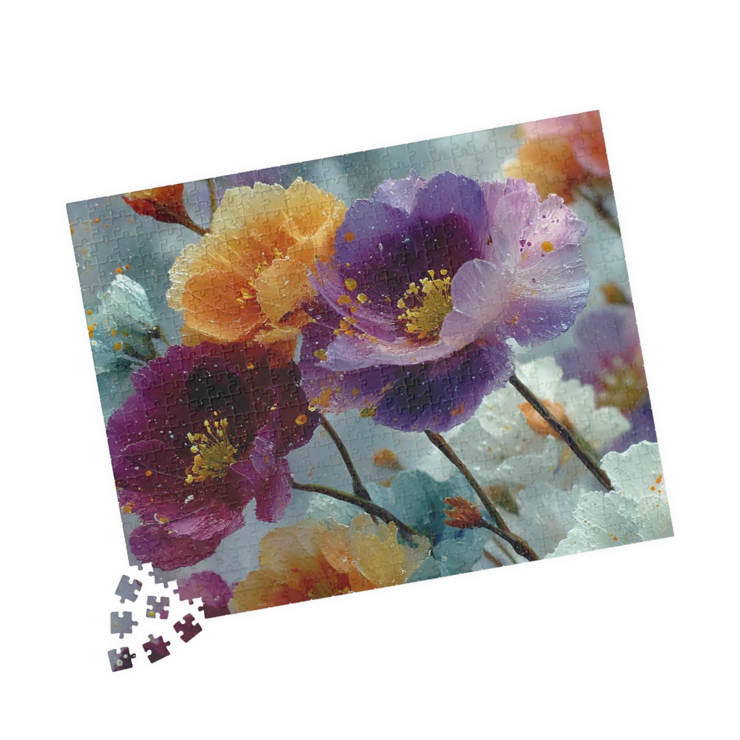 Ethereal Petals Jigsaw Puzzle - Vibrant Wildflowers in a Dreamlike Landscape
