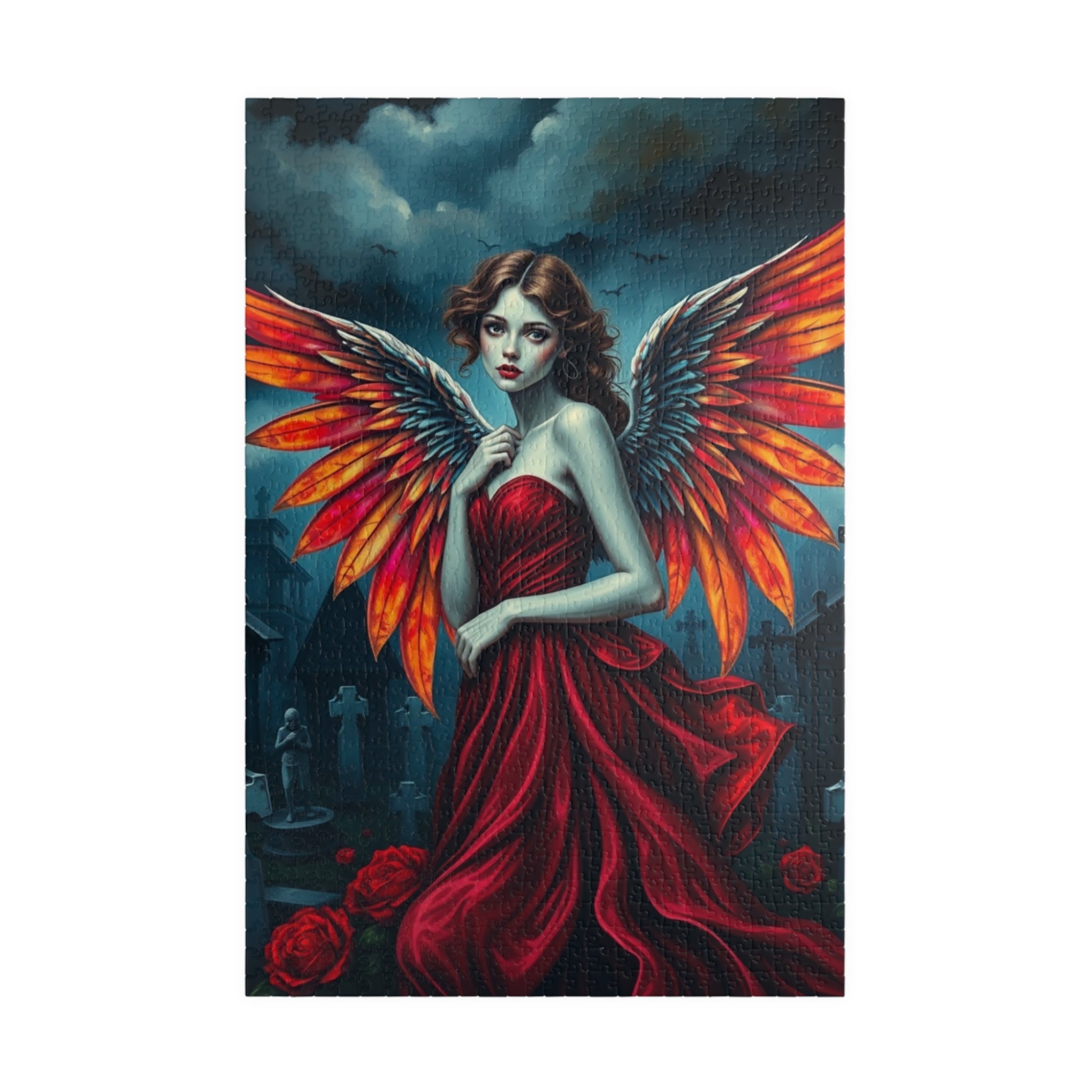 Enchanting Angel Puzzle, Dark Fantasy Celestial Being Gothic Art Jigsaw Game, Perfect Gift for Halloween, 110, 252, 520, 1014-piece 1014 pcs (Vertical) Puzzle The Puzzle Chest