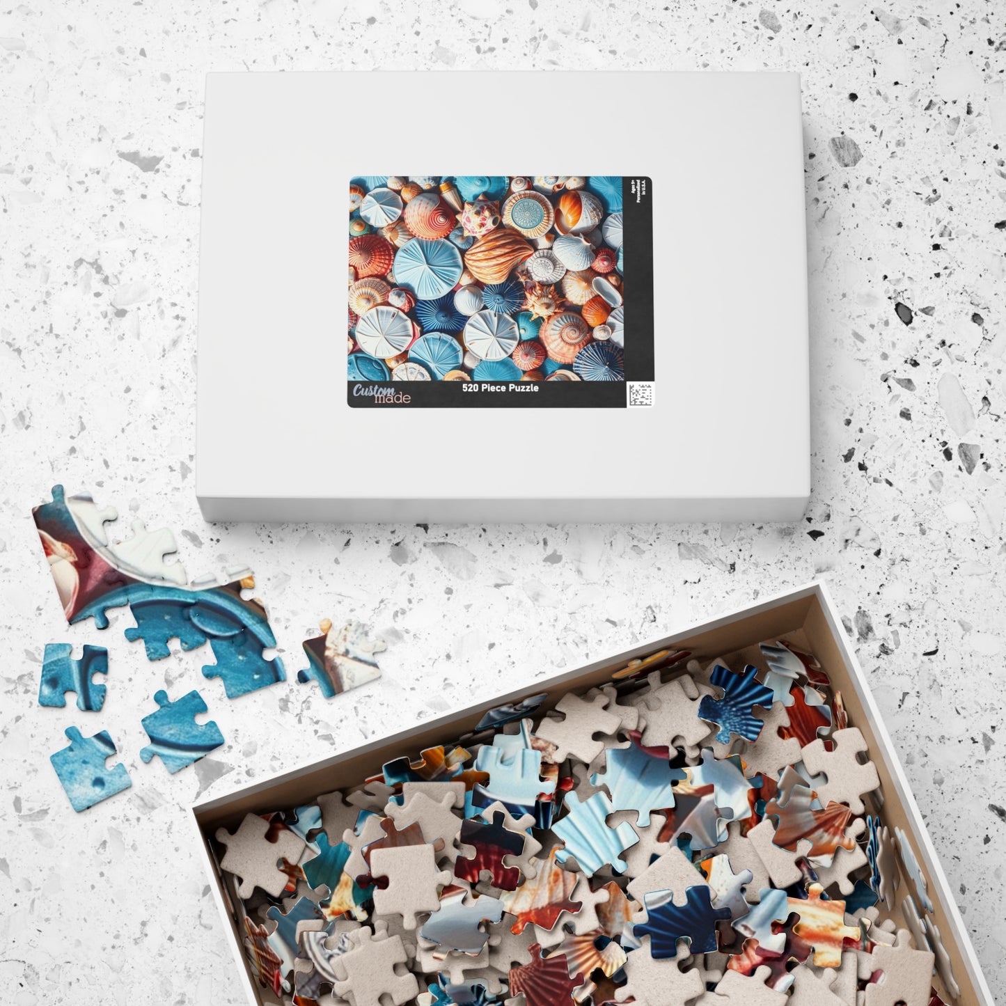 Seashell Collage Puzzle - 110/252/520/1014 Pieces, Marine Decor, Ocean Lover and Puzzle Enthusiast Gift, Family Fun, Beach-Themed Activity Puzzle The Puzzle Chest