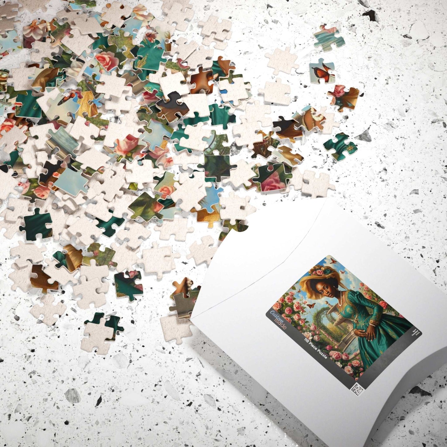 Floral Victorian Black Woman Jigsaw Puzzle, African American Lady Art, Afrocentric Artwork Puzzle The Puzzle Chest