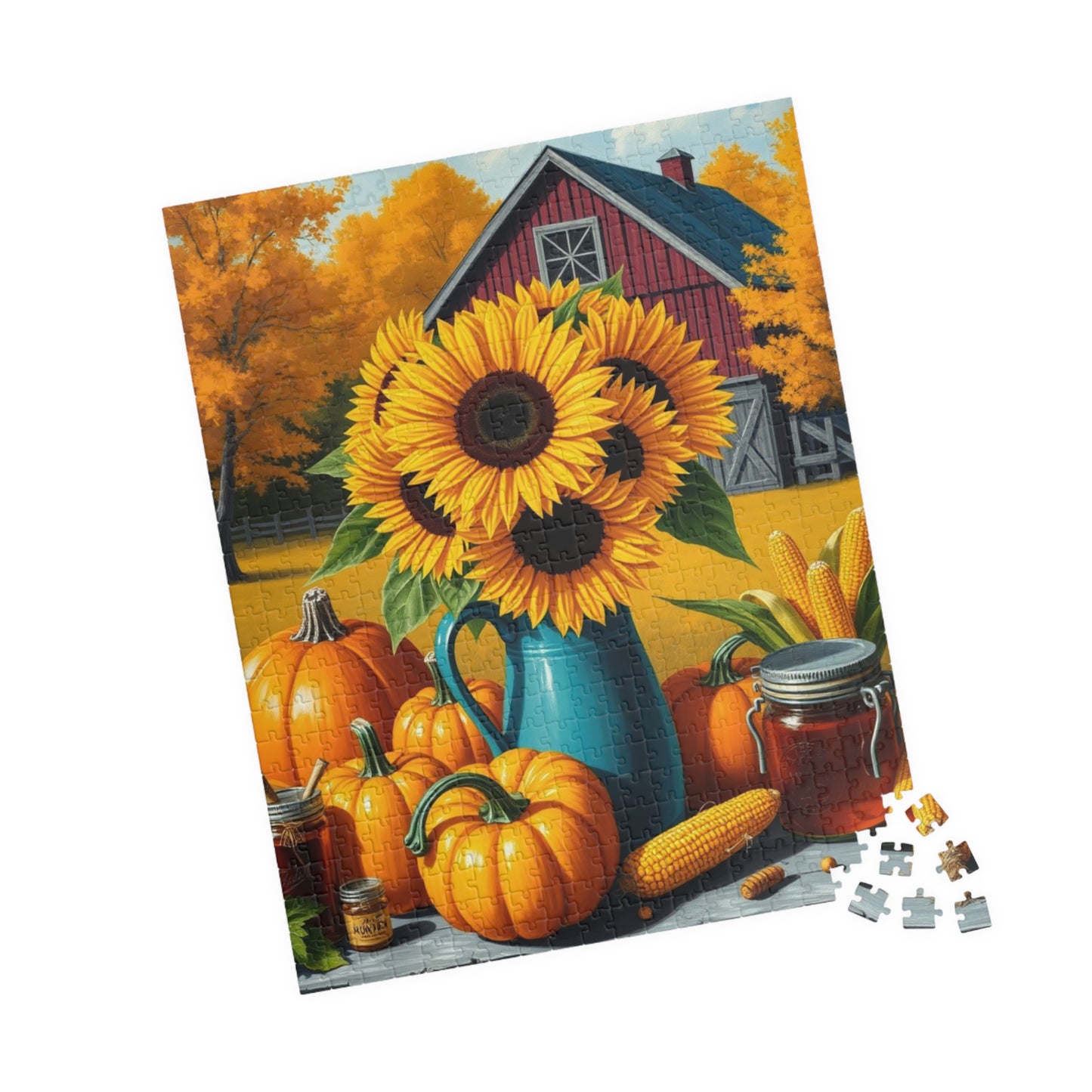 Golden Harvest Glow Sunflower Jigsaw Puzzle, Country Farm Scene for Adults and Families, Autumn Activity, Gift for Puzzle Lovers Puzzle The Puzzle Chest