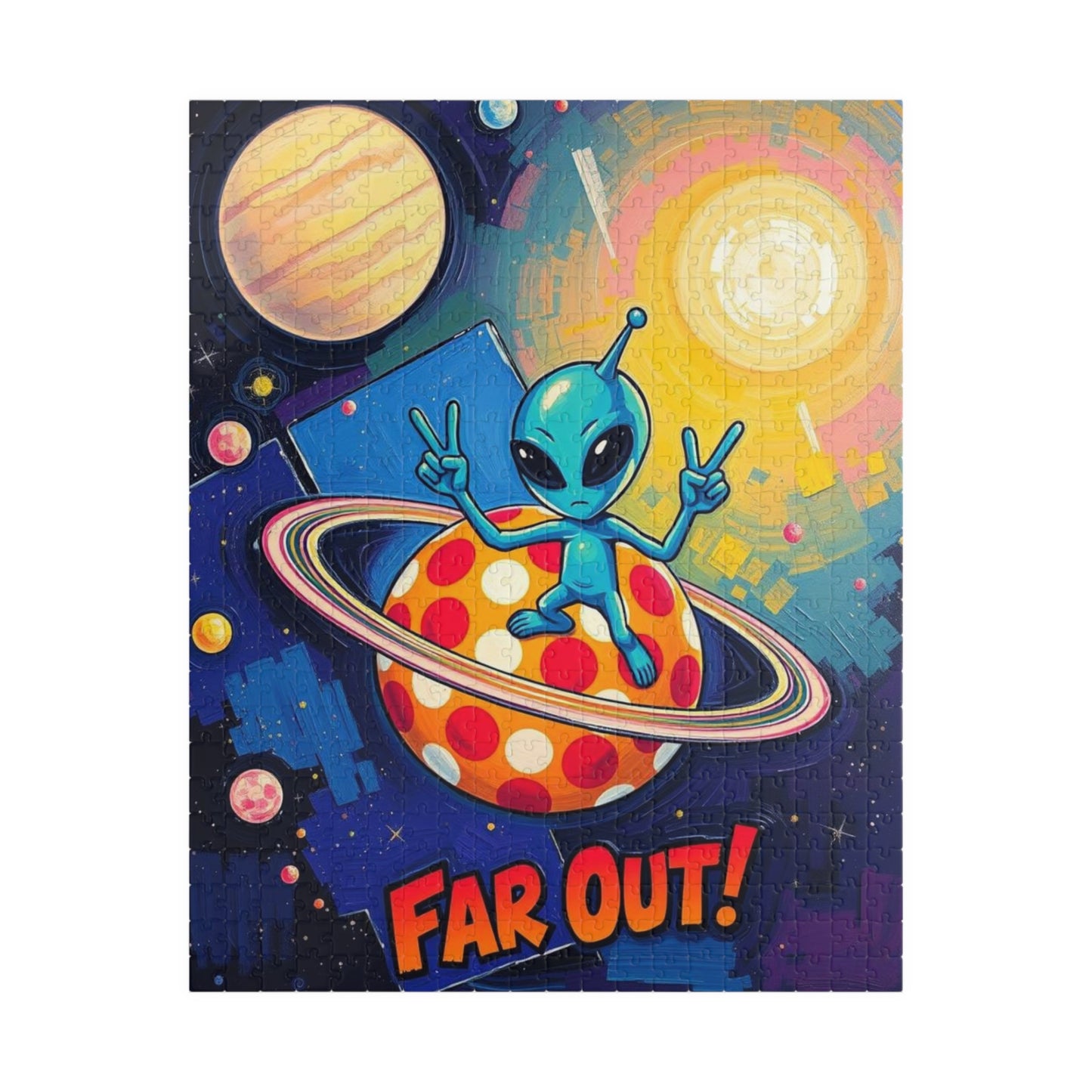 Far Out Alien Puzzle | Fun Space Theme Pop Art Jigsaw Educational Game, Cool Gift for Adults, Family Bonding Activity, Brain Teaser 520 pcs (Vertical) Puzzle The Puzzle Chest