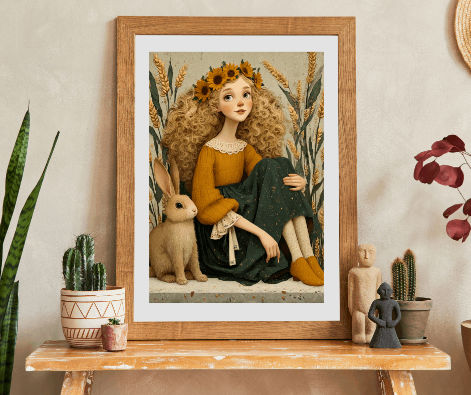 Storybook Wheatfield Fairy-Tale Puzzle - Girl and Bunny, Perfect for Family or Solo Fun, Holiday Birthday Gifts, Senior Mental Exercise Puzzle The Puzzle Chest