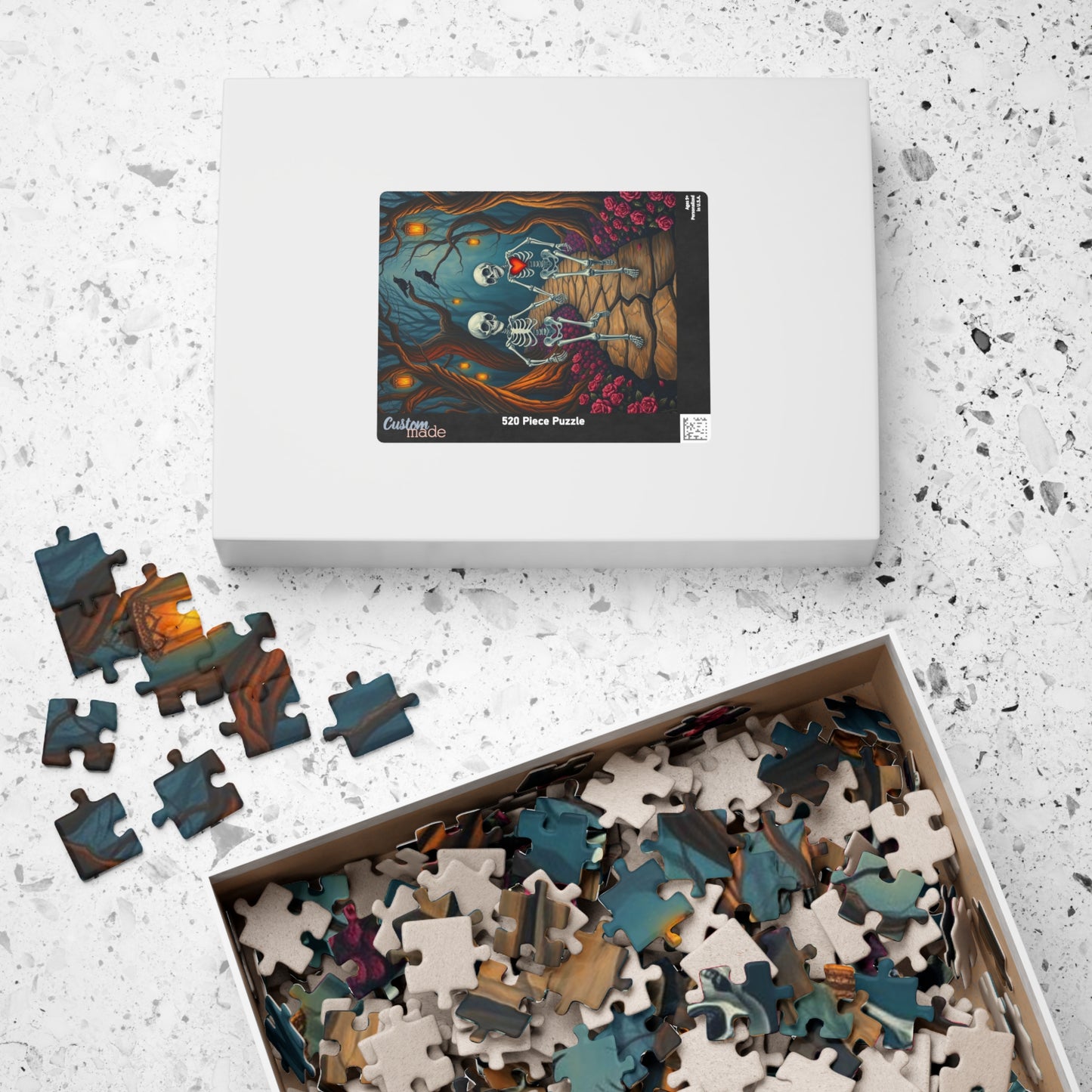 Spooky Romance Skeleton Puzzle for Adults, Perfect for Halloween Couples Night Family Fun Unique Gothic Gift for Puzzle Enthusiast