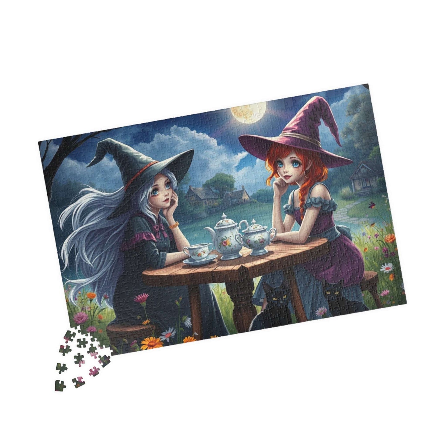 Magical Tea Time Puzzle, Enchanting Puzzle Art, Halloween Witch-Themed Jigsaw Game, Family Night, Fantasy Gift for Puzzle Lover Puzzle The Puzzle Chest