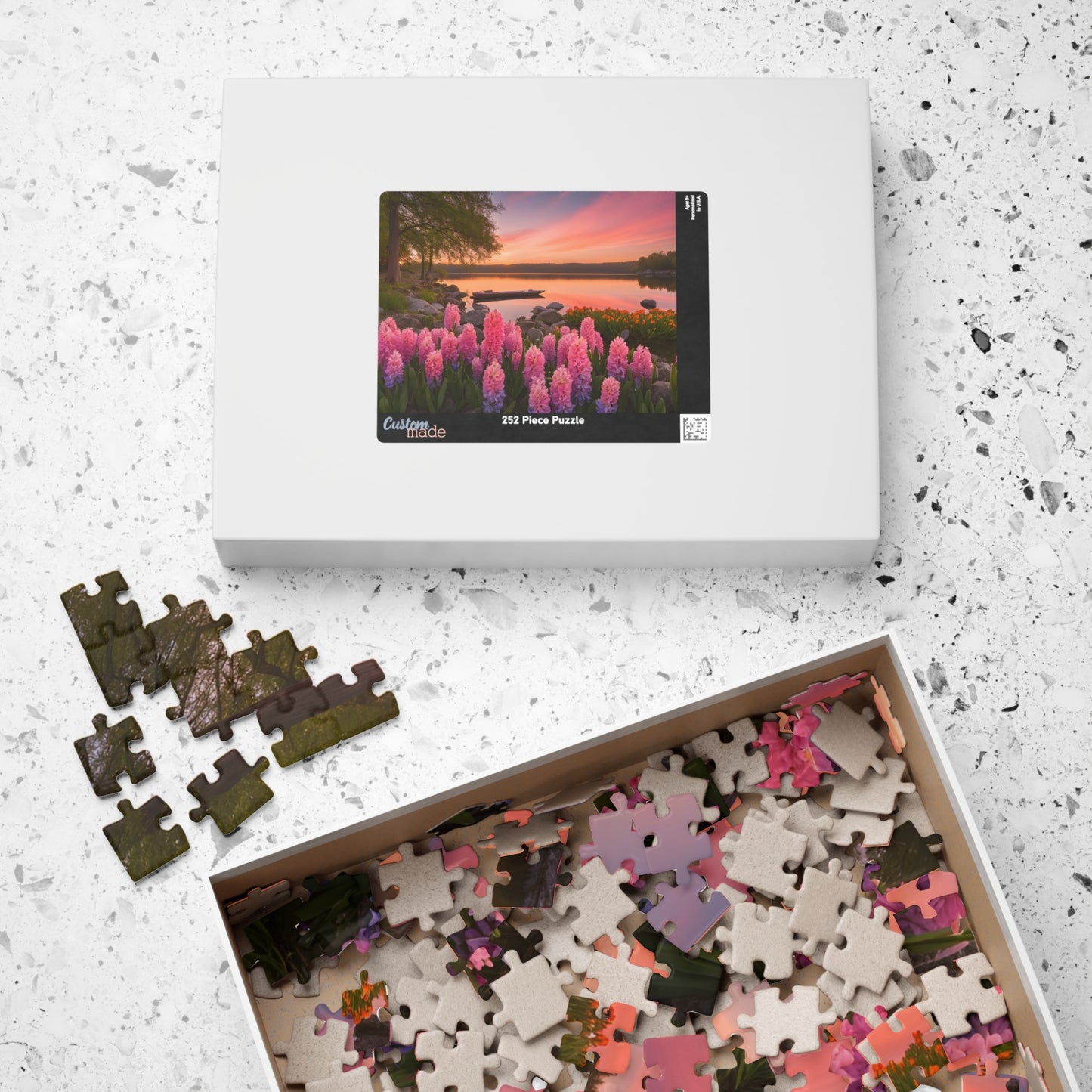 Puzzle - Lakeside Sunset Hyacinths, 110, 252, 520, 1014-piece, Jigsaw Game, Relaxing Hobby, Nature Scene, Mindfulness Activity, Floral Puzzle The Puzzle Chest