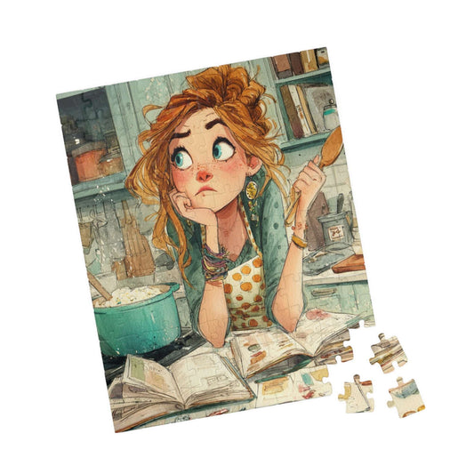 Playful Chef Cartoon Puzzle - Messy Kitchen Scene, Cute Cooking Jigsaw Game for Food Lover 110 pcs (Vertical) Puzzle The Puzzle Chest
