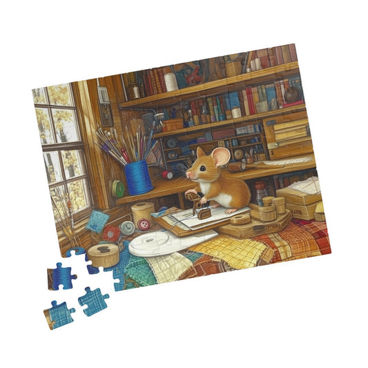 Crafting Mouse Sewing Room Puzzle | Animal Jigsaw Puzzle 110/252/520/1014-Piece 110 pcs (Horizontal) Puzzle The Puzzle Chest