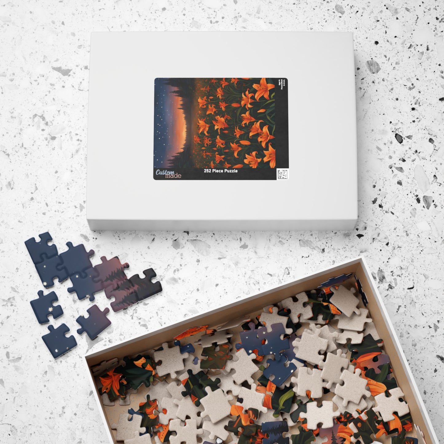Twilight Tiger Lilies Puzzle, Floral Scene with Starry Sky, Nature-Inspired Jigsaw Game, Ideal Gift for Puzzle Lovers and Art Enthusiasts Puzzle The Puzzle Chest