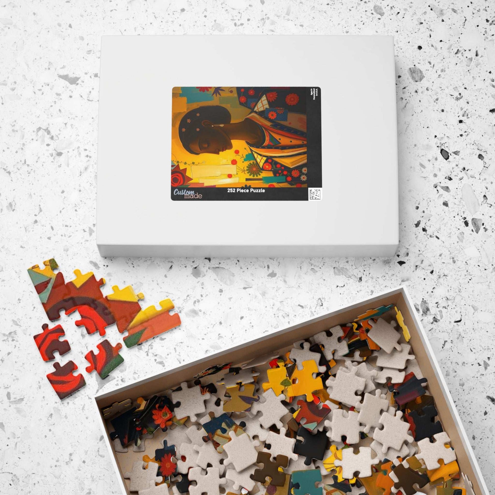 Beautiful Woman Art Puzzle, Afrocentric Jigsaw Game for Adults, Black Art Lover Gift for Friends, Mindful Activity, Mental Exercise Puzzle The Puzzle Chest