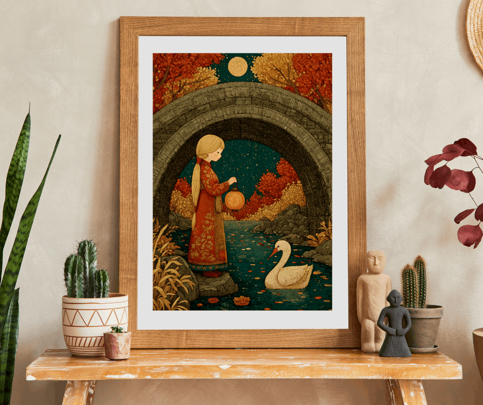 Autumn Pond Fairy-Tale Puzzle - Fall Landscape Girl and Ducklings Jigsaw Game for Family or Solo Fun, Puzzle Lover Gift, Brain Teaser Puzzle The Puzzle Chest