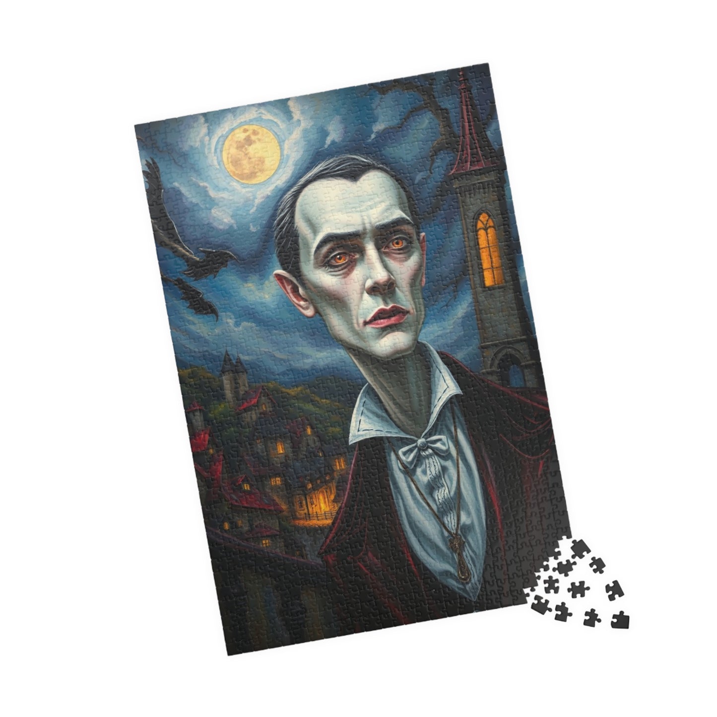 Vampire Gothic Manor Jigsaw Puzzle, Dark Fantasy Stormy Sky Art, Halloween Game, Challenging Adult Toy, Mind-bending Activity, Unique Gift Puzzle The Puzzle Chest