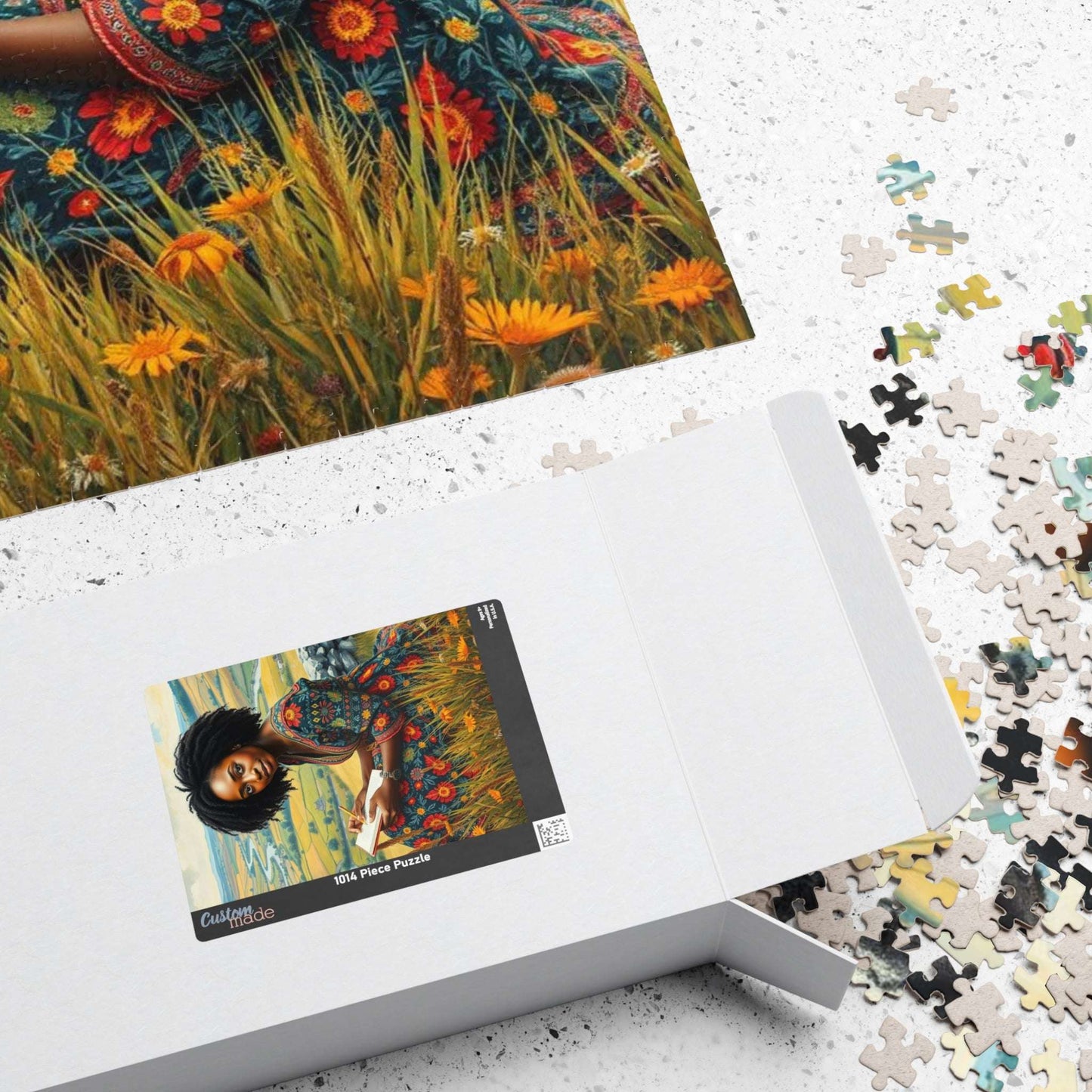 The Sketcher Jigsaw Puzzle - Black Woman Drawing on Hillside, Afrocentric Puzzle Art, African American Artwork Puzzle The Puzzle Chest