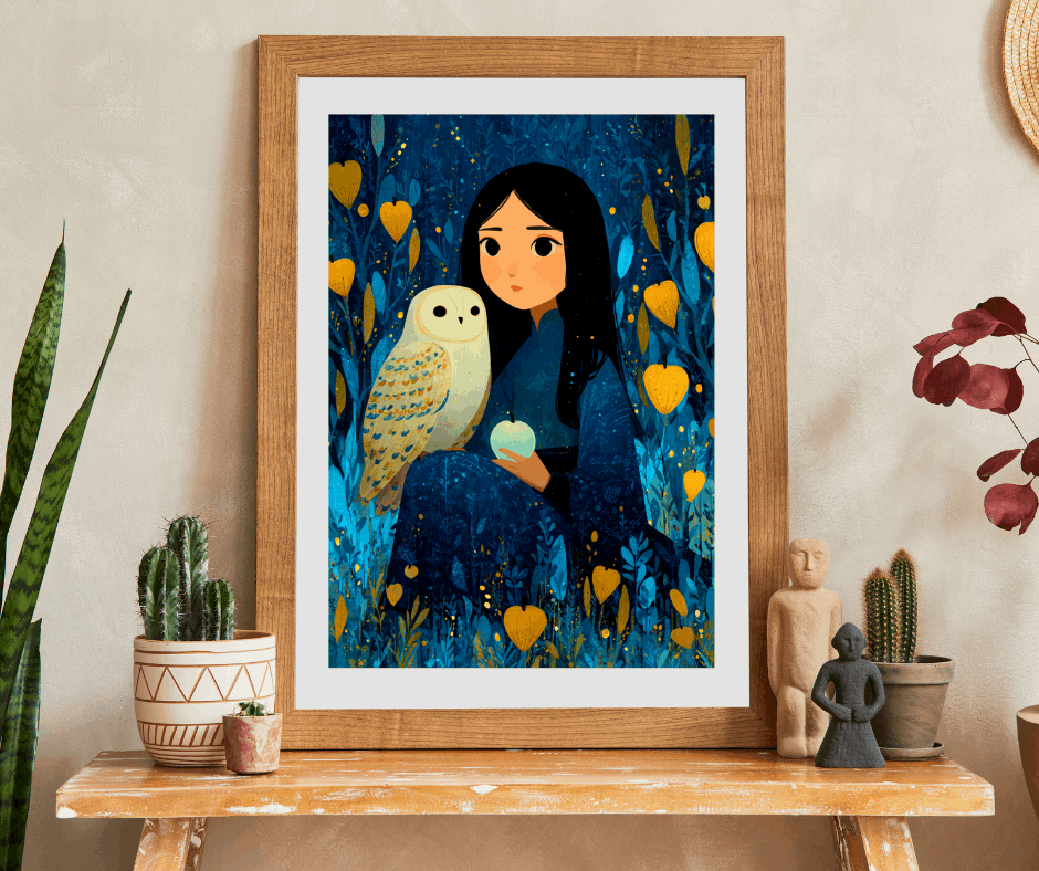 Watercolor Moonlit Orchard Jigsaw Puzzle - Girl and Owl, Storybook Art Game for Mindful Gift, Home Entertainment, Family Fun, Brain Teaser Puzzle The Puzzle Chest