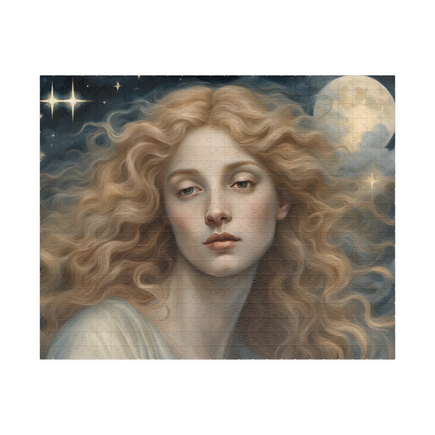 Golden Haired Celestial Angel Puzzle, Heavenly Angelic Creature Jigsaw Game, Religious Spiritual Art, Adult Entertainment, Hobby 520 pcs (Horizontal) Puzzle The Puzzle Chest