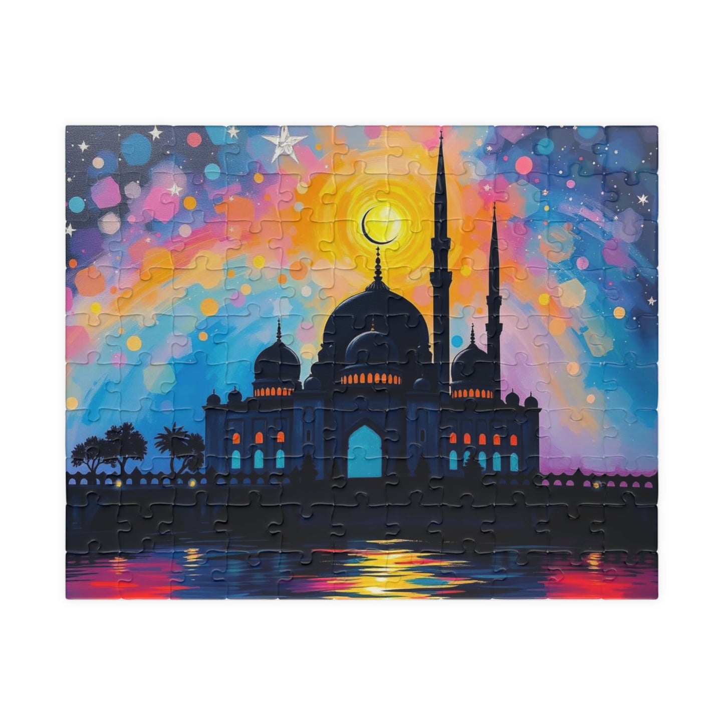 Colorful Islamic Mosque Jigsaw Puzzle for Adults, Family Activity or Solo Fun, Mindful Gift for Muslim Puzzle Art Lover, Brain Teaser, Hobby 110 pcs (Horizontal) Puzzle The Puzzle Chest