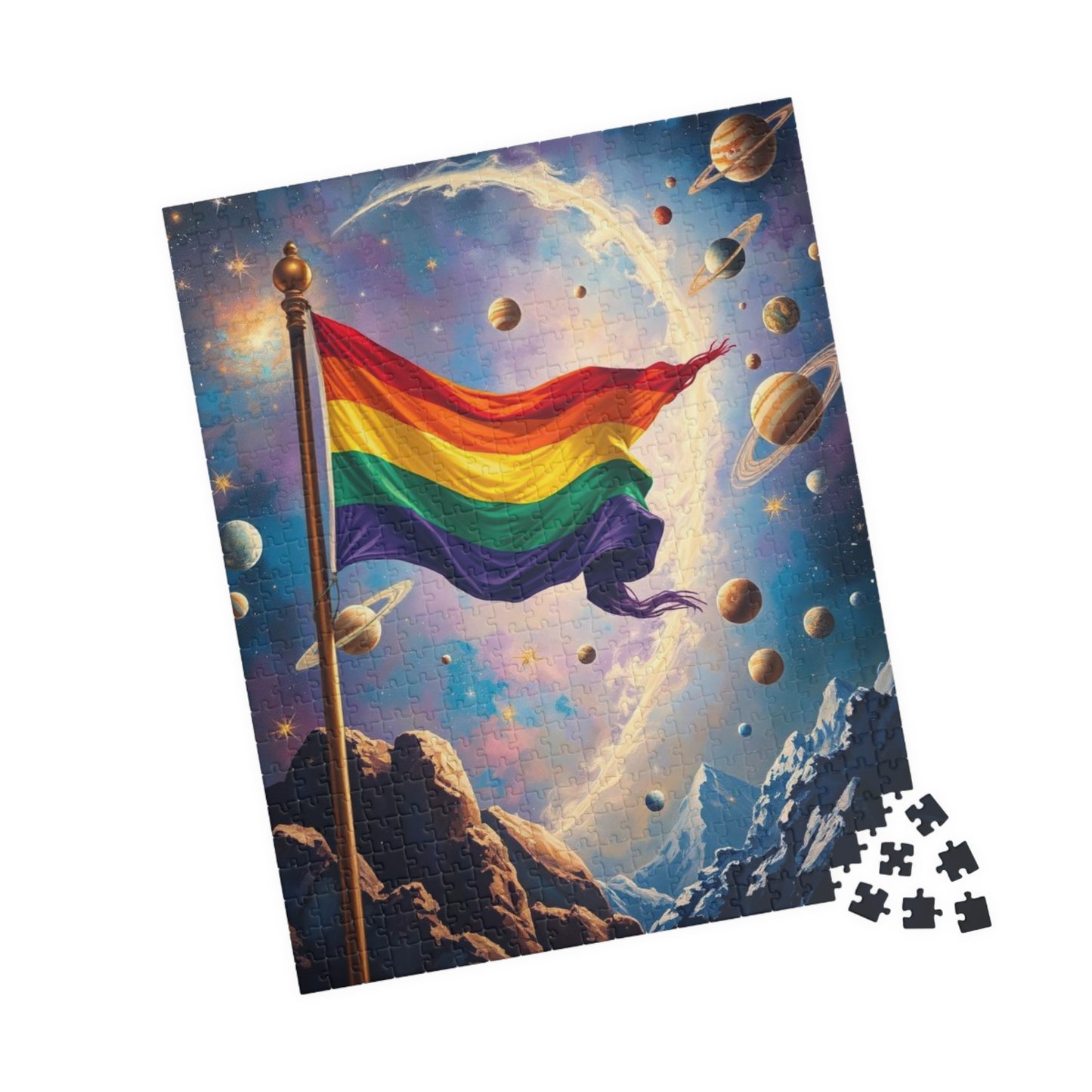 Space Pride Flag Jigsaw Puzzle - 110-1014 Piece LGBTQ+ Gift, Puzzle Enthusiast, Fun Family Activity, Colorful Decor, Inclusive Hobby