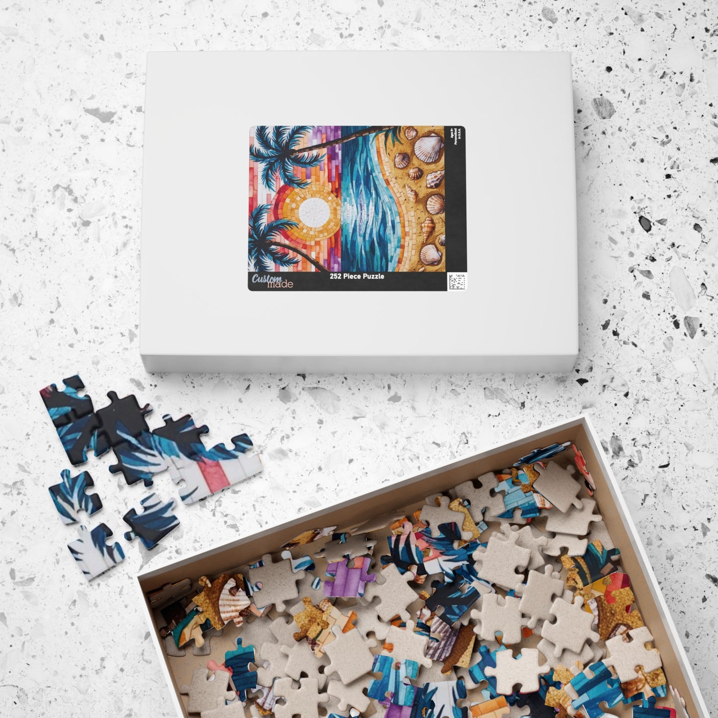 Tropical Beach Mosaic Jigsaw Puzzle, Relaxing Beach Scene, Vacation Family Game, Mindfulness Activity, Family Fun, Beach Lover Gifted Puzzle Puzzle The Puzzle Chest