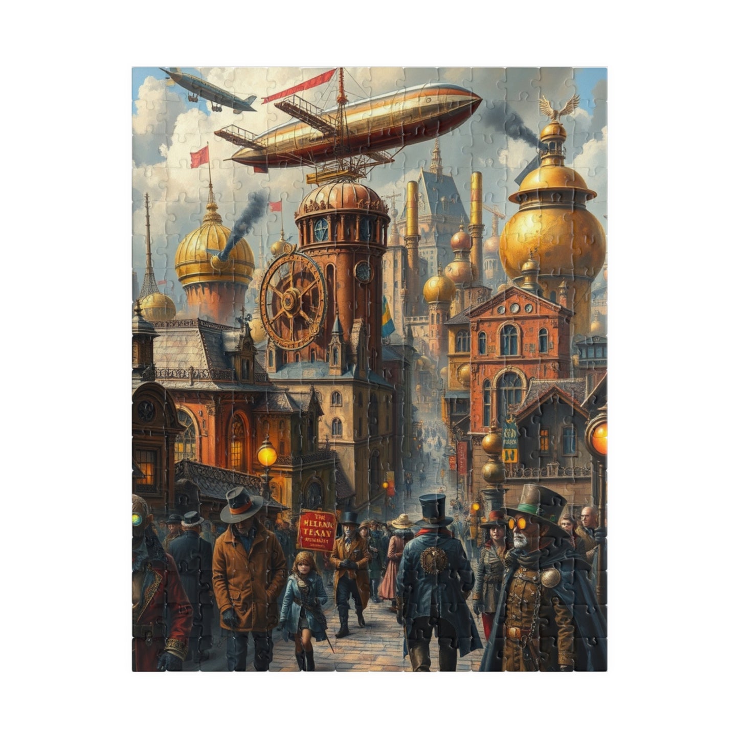 Steampunk Cityscape Puzzle, Unique Jigsaw Game for Adults, 110/252/520/1014-piece, Perfect Gift for Puzzle Lovers, Family or Solo Fun, Hobby 252 pcs (Vertical) Puzzle The Puzzle Chest