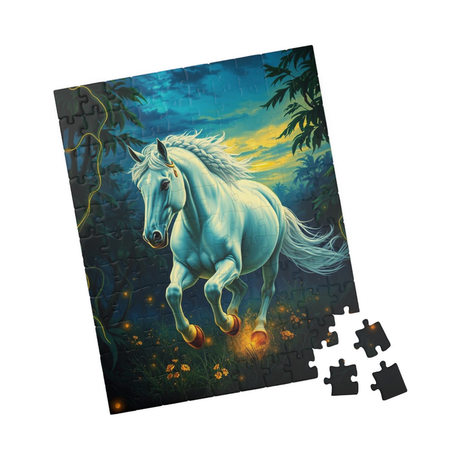 White Horse Jigsaw Puzzle, Equestrian Birthday Holiday Gift for Horse Lover, Family Game Night, Solo Fun, Relaxing Hobby, Mindful Activity Puzzle The Puzzle Chest