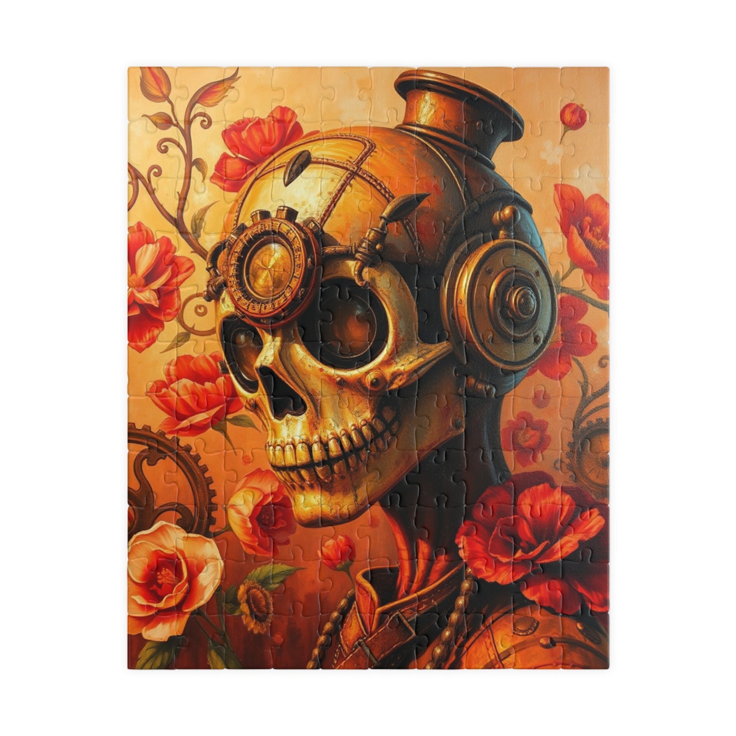 Steampunk Skull Puzzle, 110-1014 Piece Unique Art Gift, Family Fun, Halloween Puzzle Decor, Home Entertainment, Puzzle Lover Brain Teaser 110 pcs (Vertical) Puzzle The Puzzle Chest