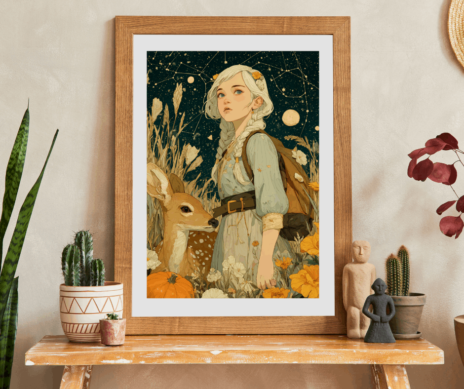 Birch Forest Fairy-Tale Jigsaw Puzzle - Golden Haired Girl and Gentle Deer, Nature Game for Adults, Fall Gift, Family Fun, Brain Teaser Puzzle The Puzzle Chest