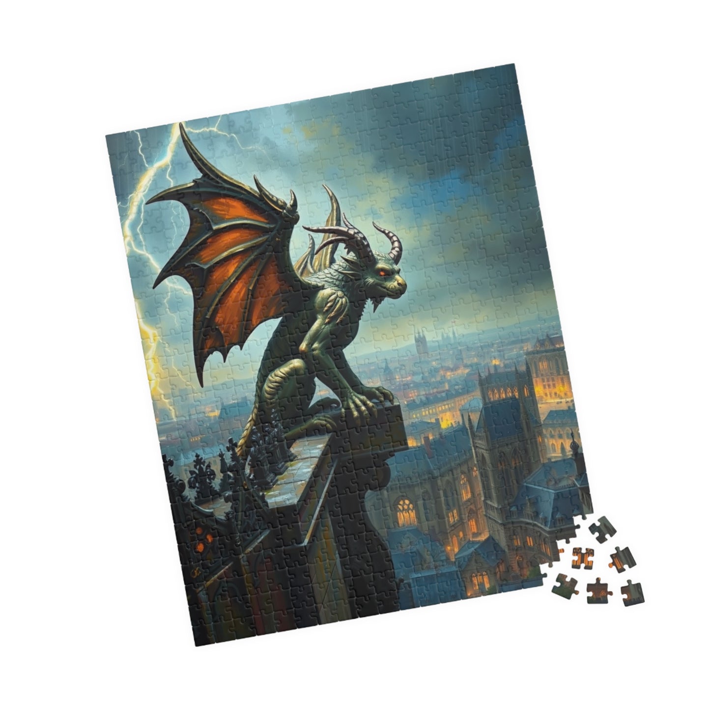 Mythical Creature Jigsaw Puzzle - Gothic Gargoyle Design, Fantasy Home Decor, Gift for Puzzle Lovers, Halloween Activities Brain Teaser Puzzle The Puzzle Chest