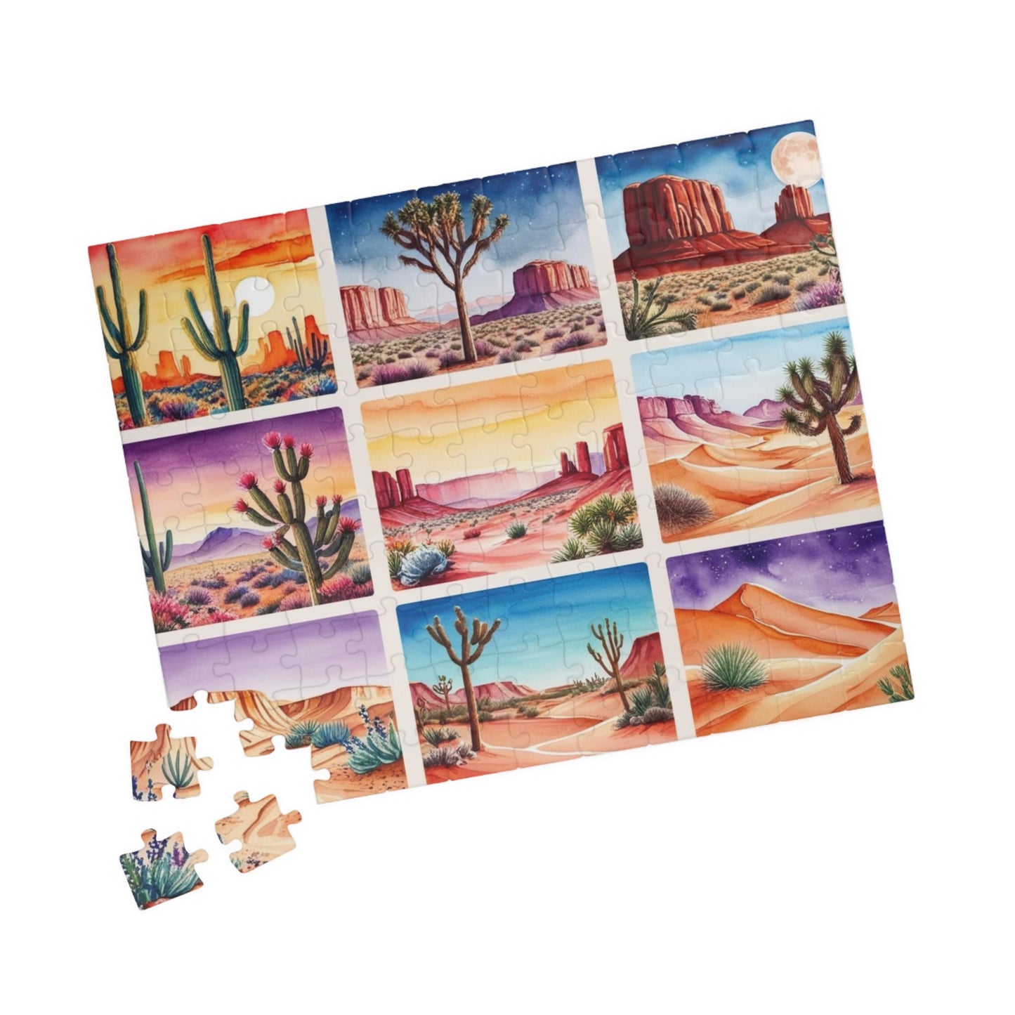 Desert Collage Jigsaw Puzzle, Cacti and Dunes Scene, Fun Game for Adults, Creative Activity, Gift Idea Nature Lover Puzzle The Puzzle Chest