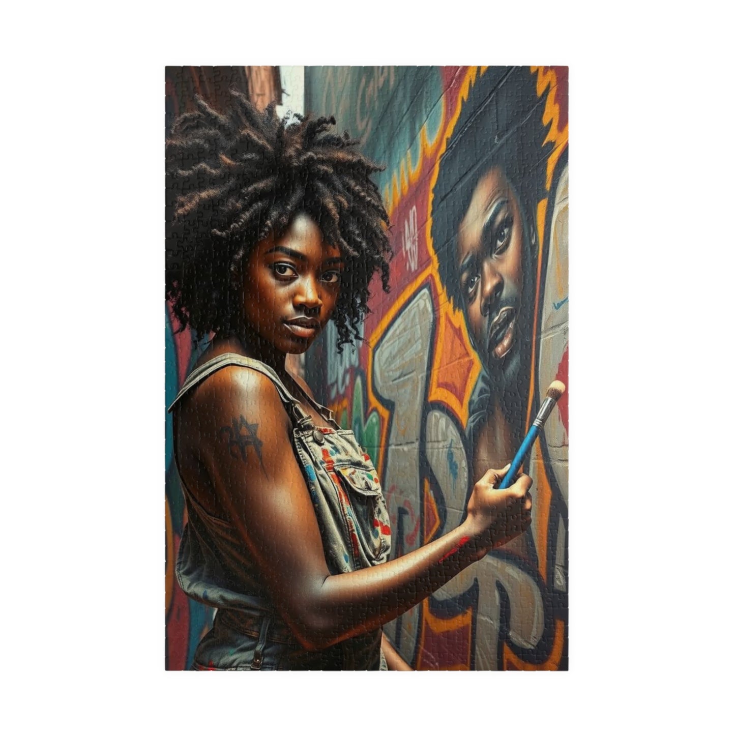 Graffiti Jigsaw Puzzle - Black Art Urban Street Scene, African American Woman Artwork, Afrocentric Gift for Artists and Art Lovers, Unique 1014 pcs (Vertical) Puzzle The Puzzle Chest