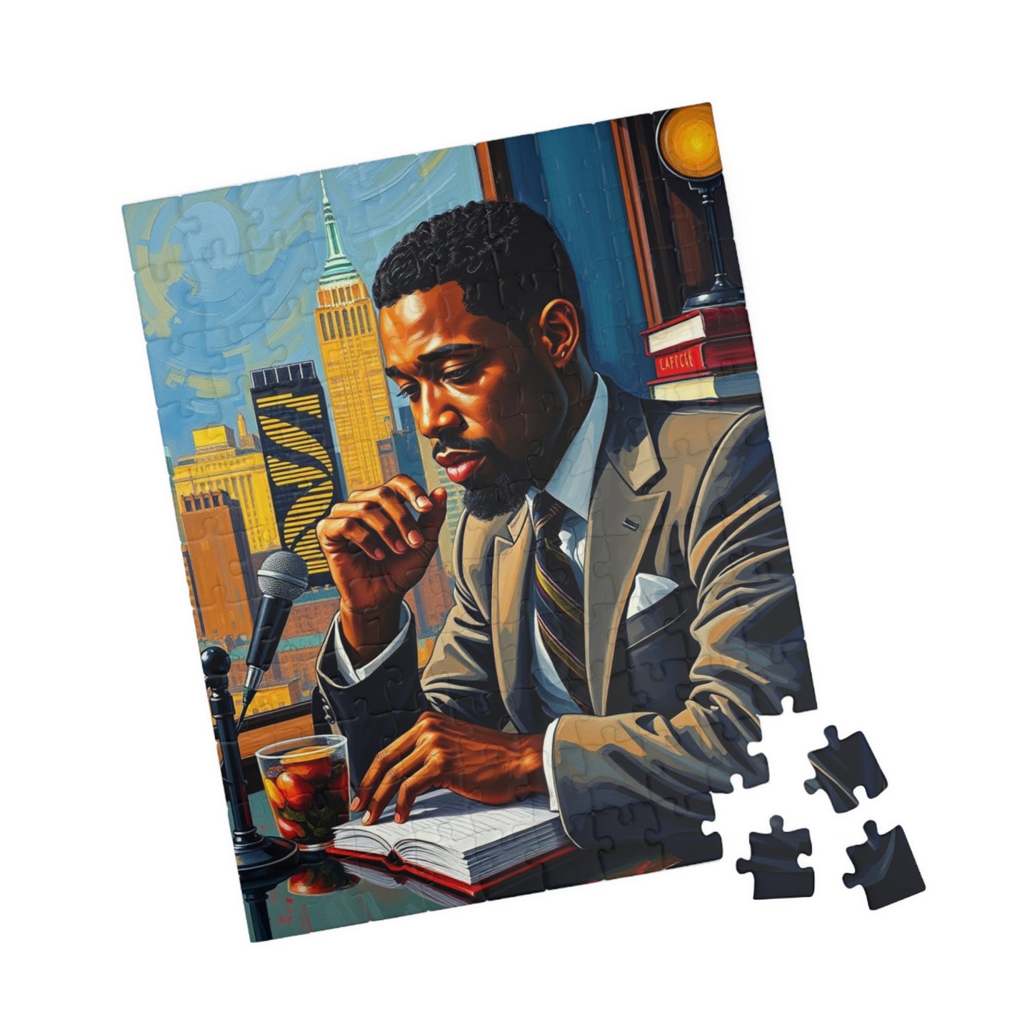 Black Art Puzzle, African American Poet at Café, Afrocentric Jigsaw Game for Adult, Solo or Family Fun, Holiday Gift for Puzzle Enthusiasts Puzzle The Puzzle Chest