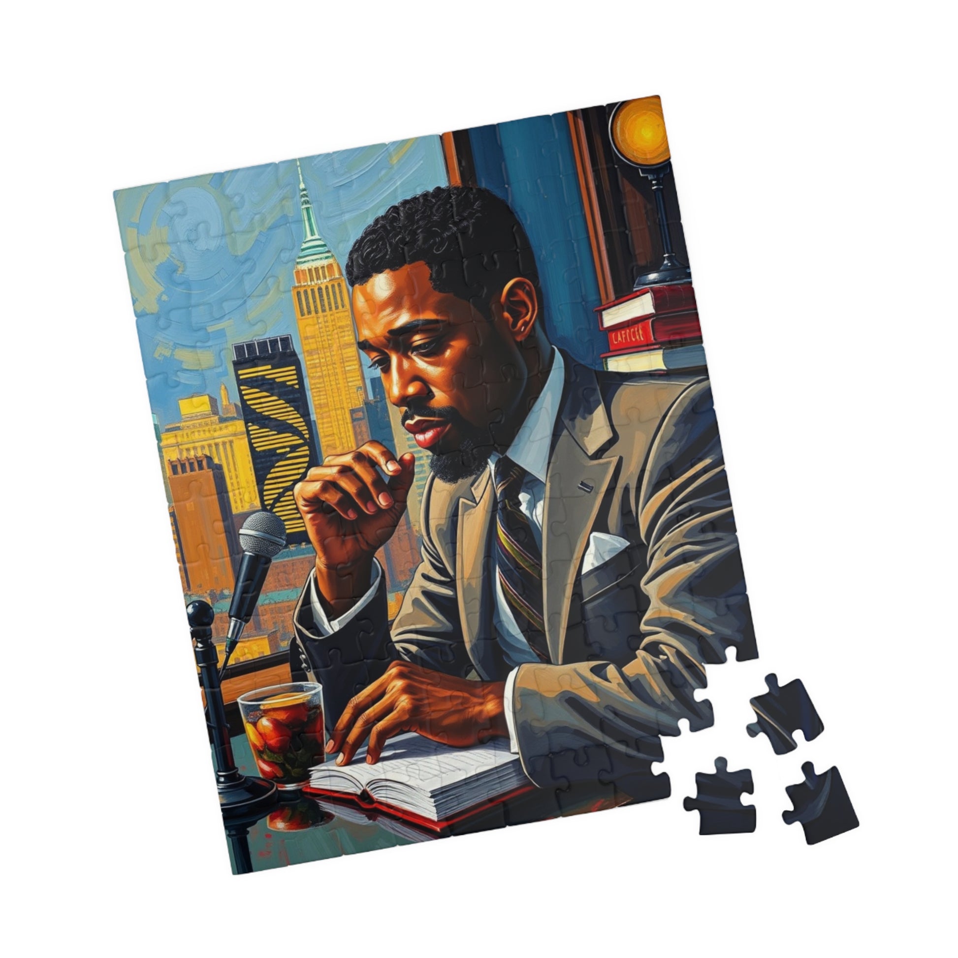 Black Art Puzzle, African American Poet at Café, Afrocentric Jigsaw Game for Adult, Solo or Family Fun, Holiday Gift for Puzzle Enthusiasts Puzzle The Puzzle Chest