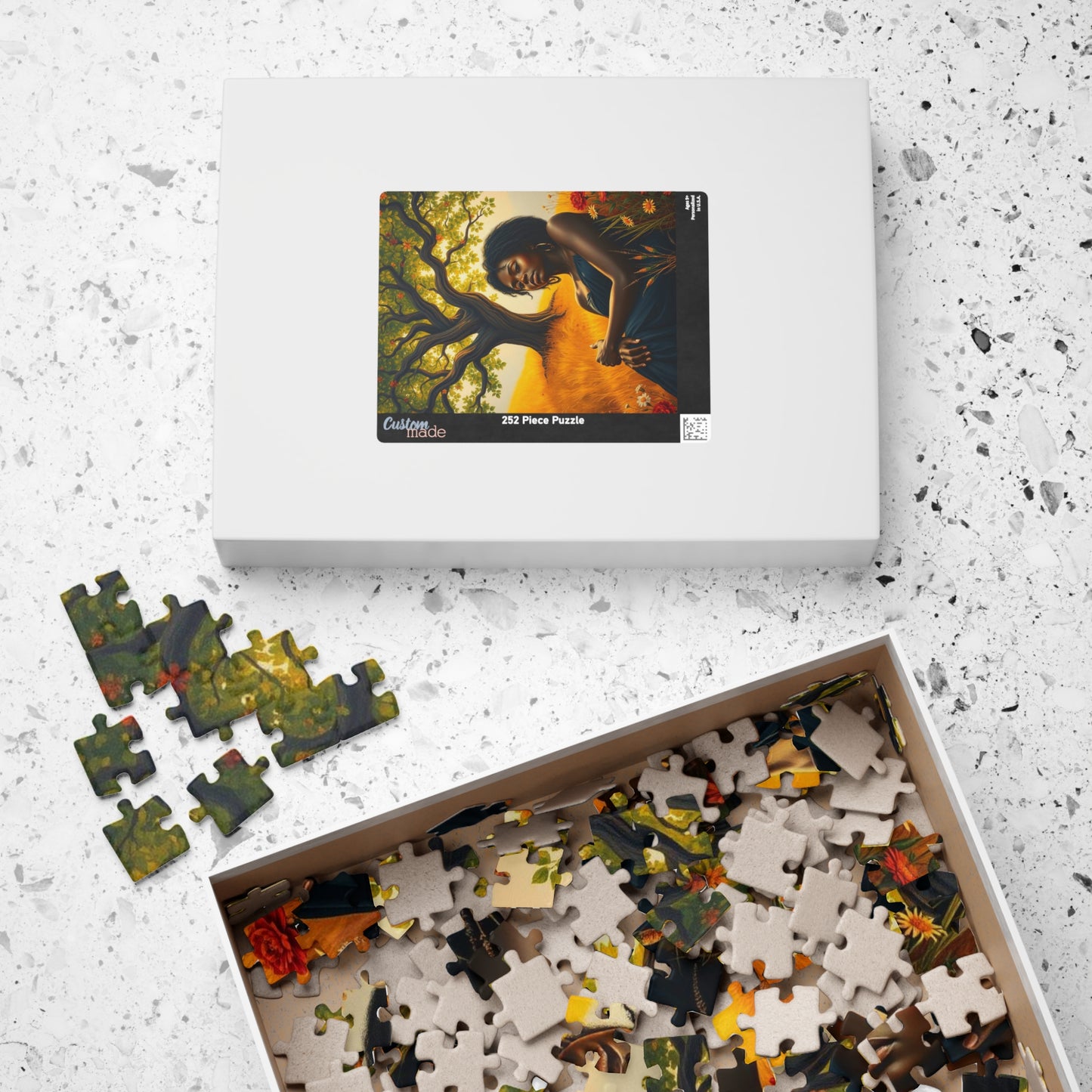Sacred Summer - A Black Art Jigsaw Puzzle, Black Woman Under the Tree of Life, Serene Nature Scene, Afrocentric Gift for Puzzle Lovers Puzzle The Puzzle Chest
