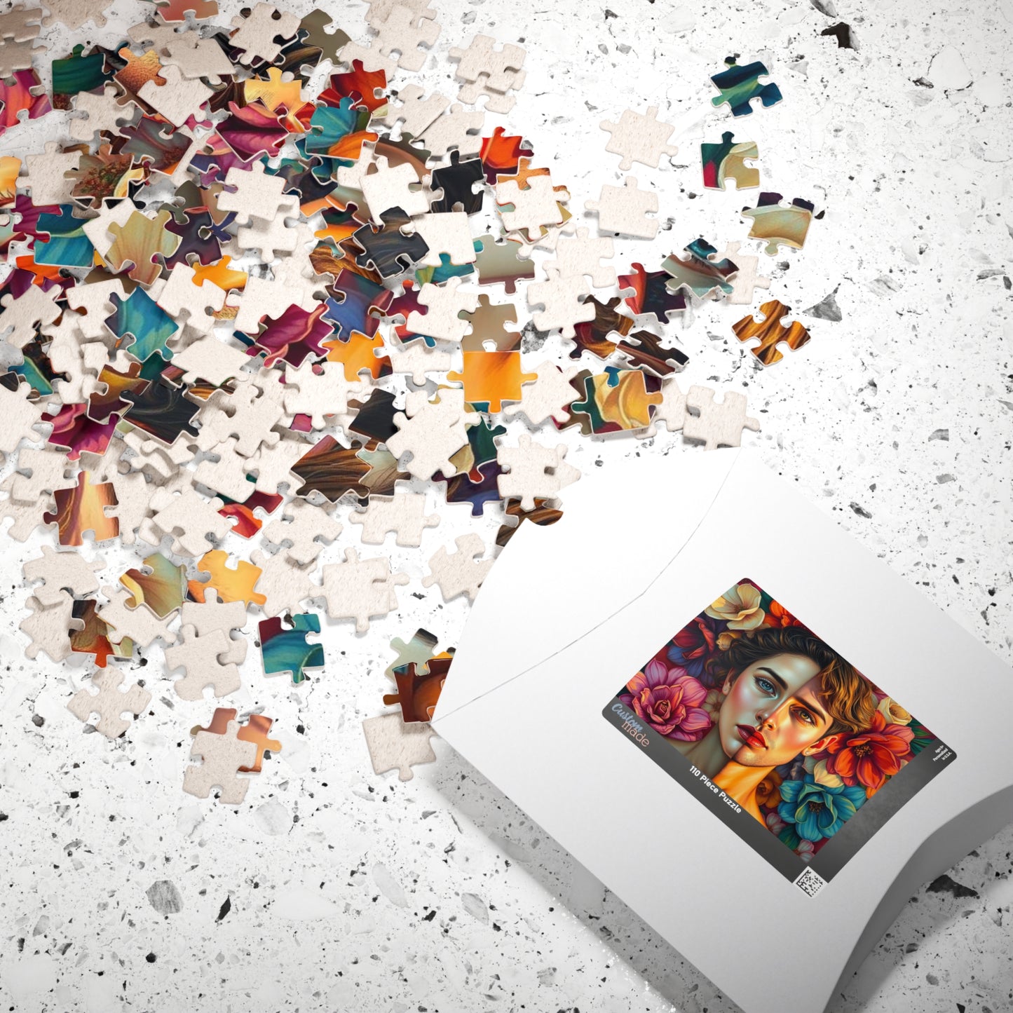 LGBTQ+ Surrealist Self-Portrait Jigsaw Puzzle, Androgynous Subject (Femme/Masc Halves), Gift for Art Lover, Game Night, Pride Month Puzzle The Puzzle Chest
