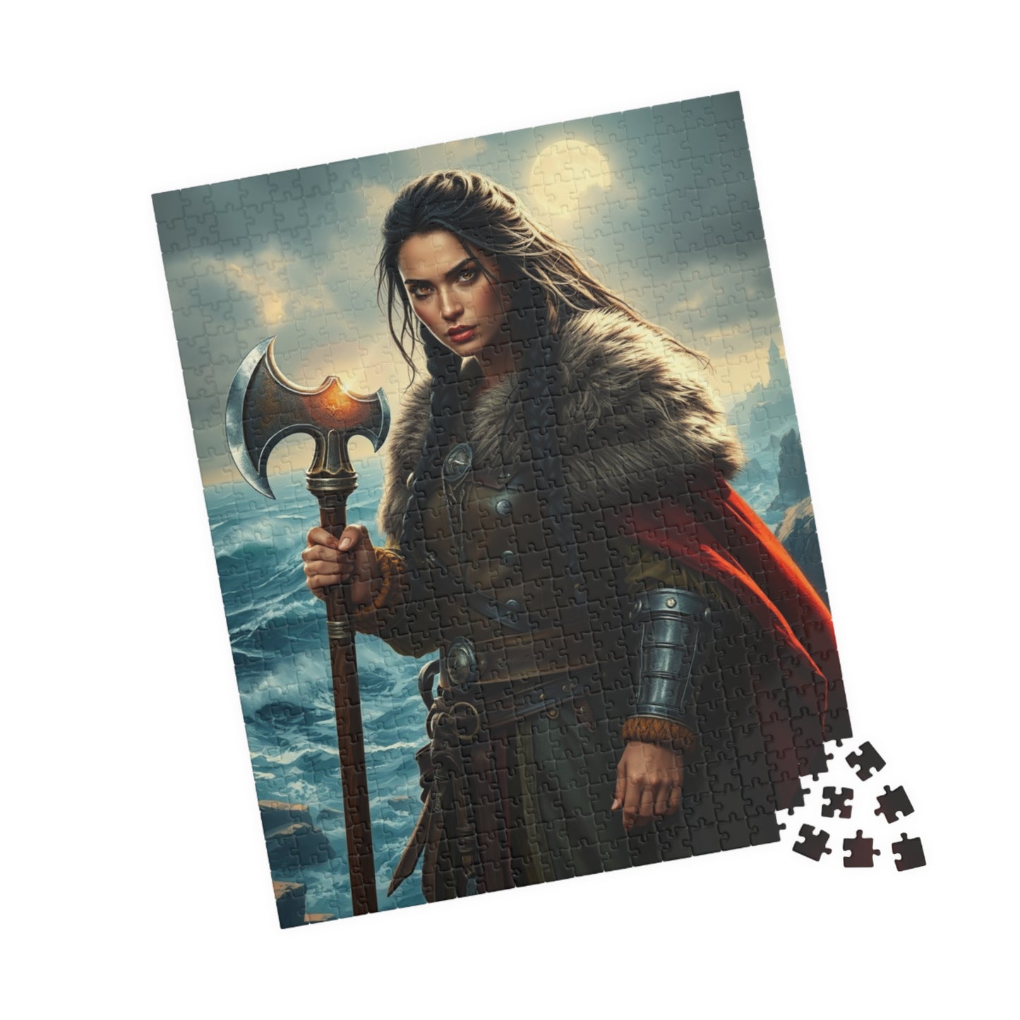 Viking Jigsaw Puzzle 110-1014 Piece, Medieval Era Woman Warrior on Stormy Sea, Norse Mythology, Gift for Puzzle Enthusiast, Mindful Activity Puzzle The Puzzle Chest