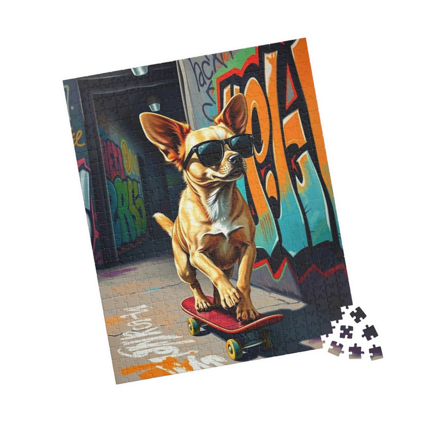 Cool Skateboarding Dog Puzzle - Pop Art Jigsaw Game, Gift for Dog Lover, Family Game Night, Indoor Activity Brain Teaser Puzzle The Puzzle Chest