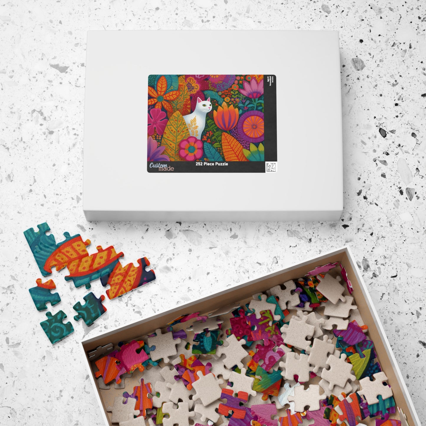 Cat Among the Flowers – Garden Cat Jigsaw Puzzle, Animal Theme Fauvist Flower Art Puzzle, Cartoonish Puzzle The Puzzle Chest