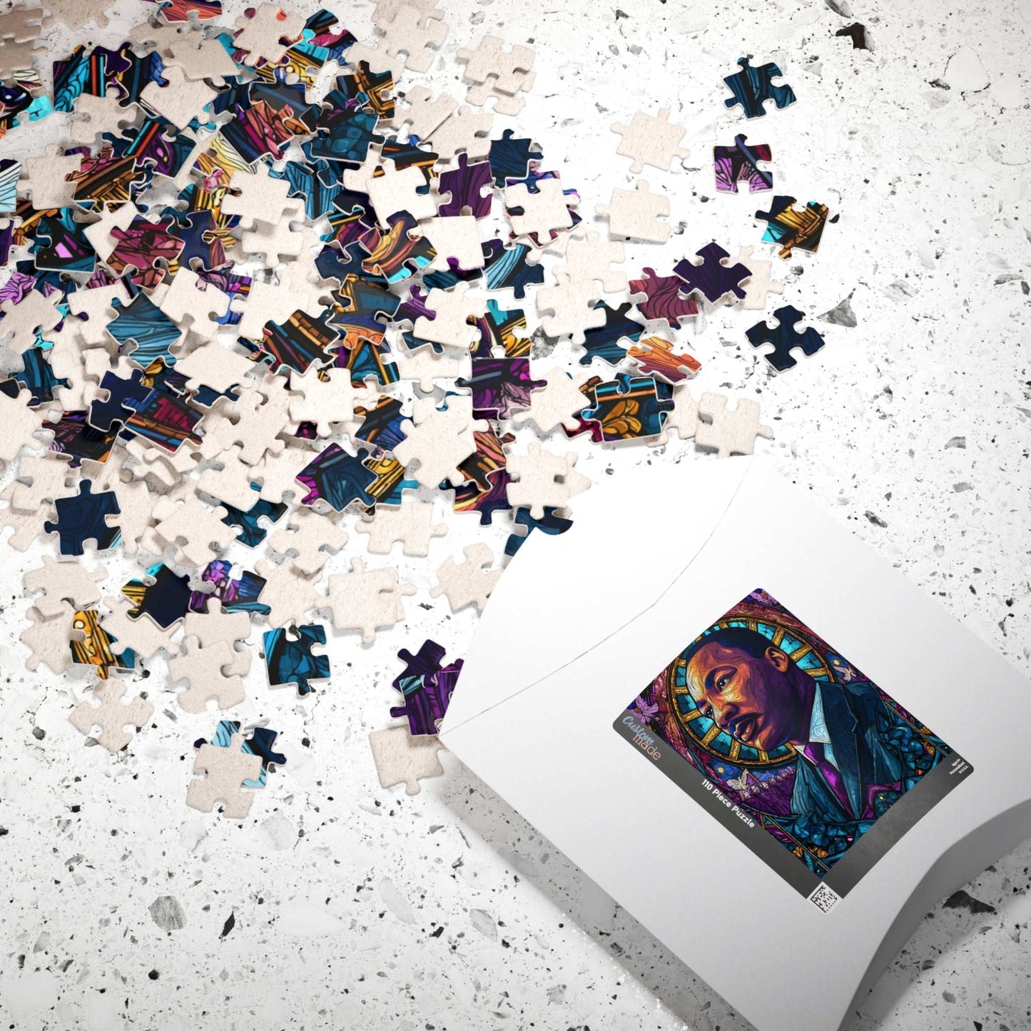 Black History Jigsaw Puzzle – Dr. Martin Luther King Jr. Stained Glass Illustration, Afrocentric Puzzle for Adults, Inspirational MLK Art Gift Puzzle The Puzzle Chest