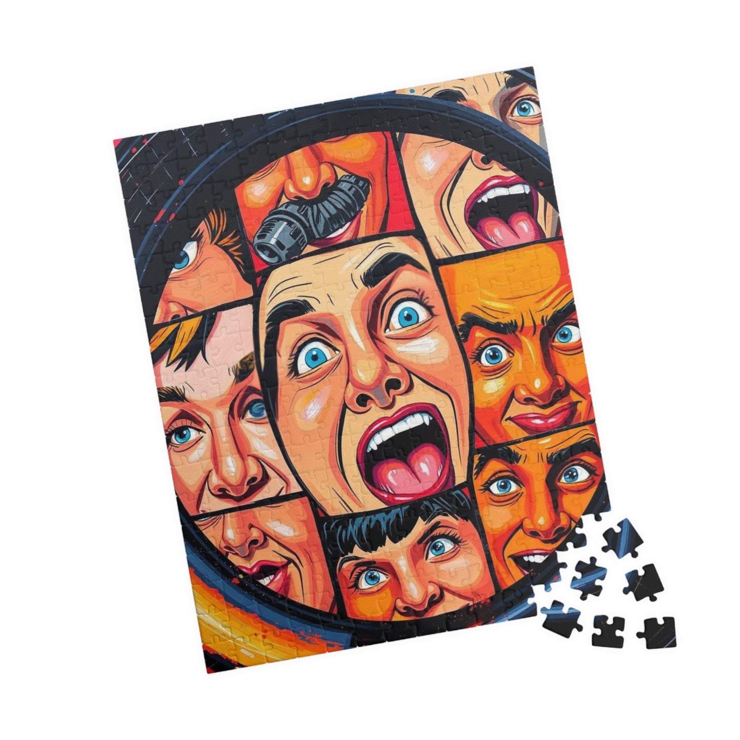 Vibrant Face Collage Puzzle, Pop Art Jigsaw Game Fun Family Activity, Unique Gift Idea for Friend, Colorful Home Entertainment, Brain Teaser Puzzle The Puzzle Chest