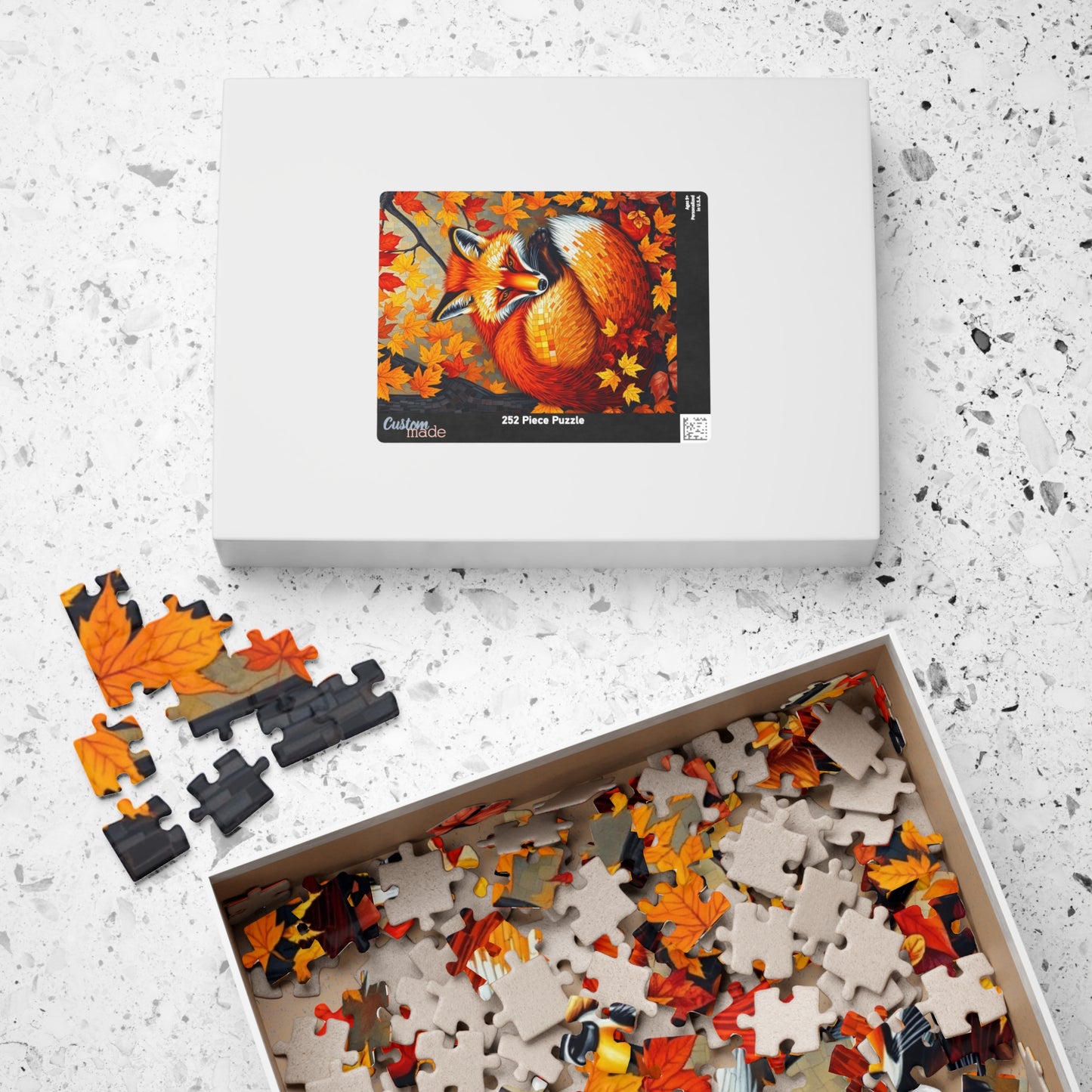Autumn Forest Fox Mosaic Puzzle, Fall Wildlife Art Cozy Nature Jigsaw Game, Relaxing Hobby, Family Activity, Mindfulness Gift for Puzzle Fan Puzzle The Puzzle Chest