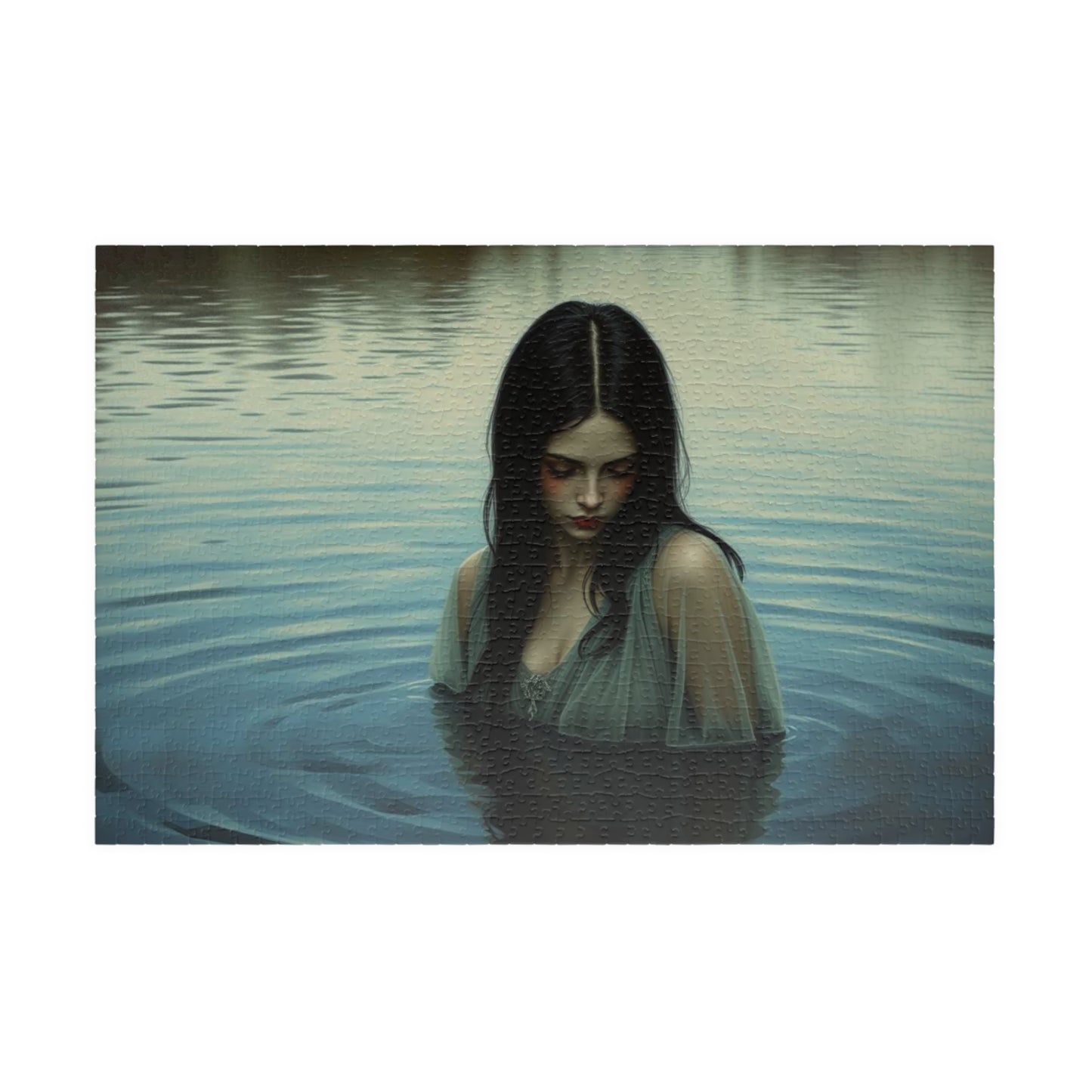 The Veil Between Gothic Jigsaw Puzzle, Mystical Reflection, Enigmatic Water Scene, Gothic Art Print, Gift for Friend, Solo Fun, Game Nights 1014 pcs (Horizontal) Puzzle The Puzzle Chest