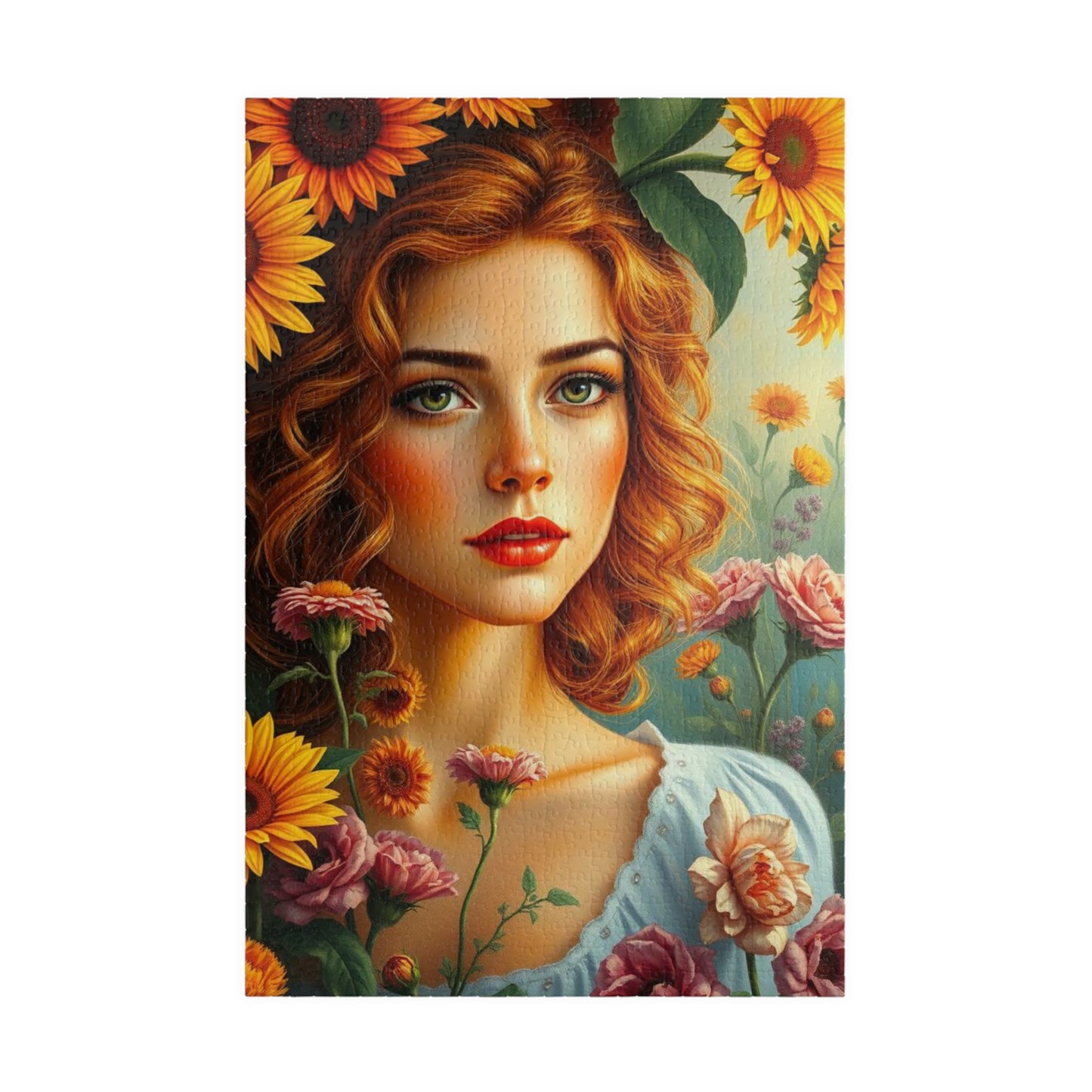 Sunflower Muse Jigsaw Puzzle for Adults, Woman Floral Portrait, Creative Hobby Puzzle Gift for Friends and Family, Fun Challenge 1014 pcs (Vertical) Puzzle The Puzzle Chest